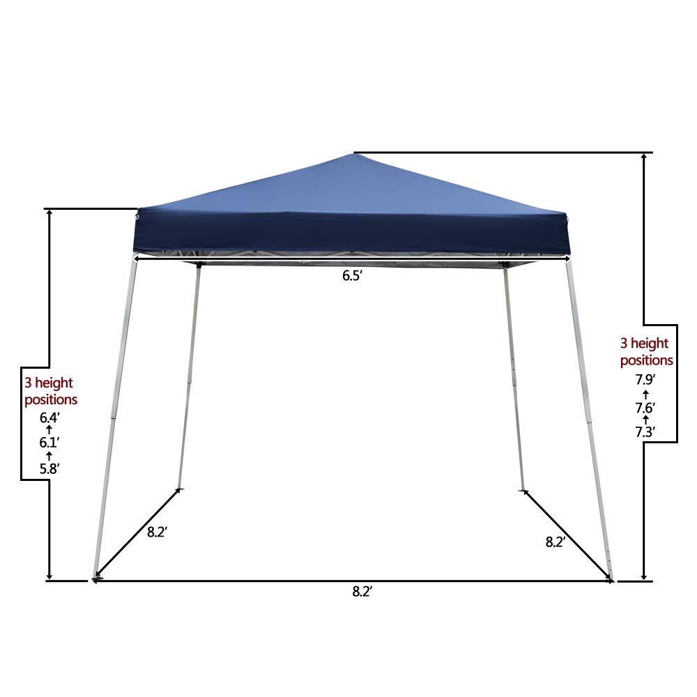 8x8ft Portable Pop Up Gazebo Tent (2.4x2.4m) - Waterproof Instant Canopy with 3 Height Adjustments & Carry Bag - Blue Outdoor Shelter for Beach, Camping, Backyard, Picnics - Perfect for Sun Protection, Rain Cover, Parties, Weddings & Outdoor Events - Ideal for Family Gatherings, BBQ, Tailgating and Farmers Markets