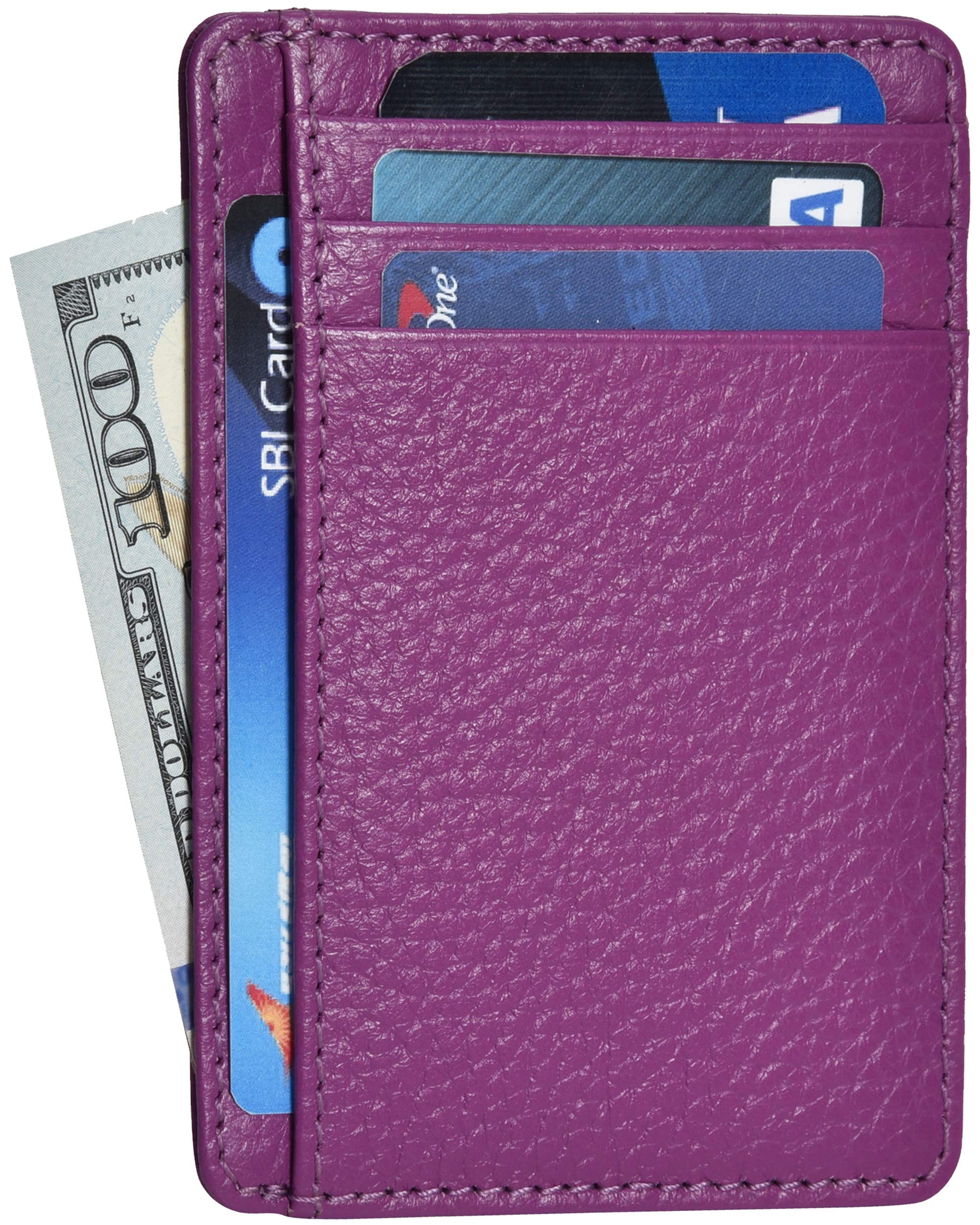 Slim RFID Blocking Leather Wallet for Men & Women - Minimalist Front Pocket Card Holder with Money Clip | Perfect for Travel, Everyday Carry & Gift Giving