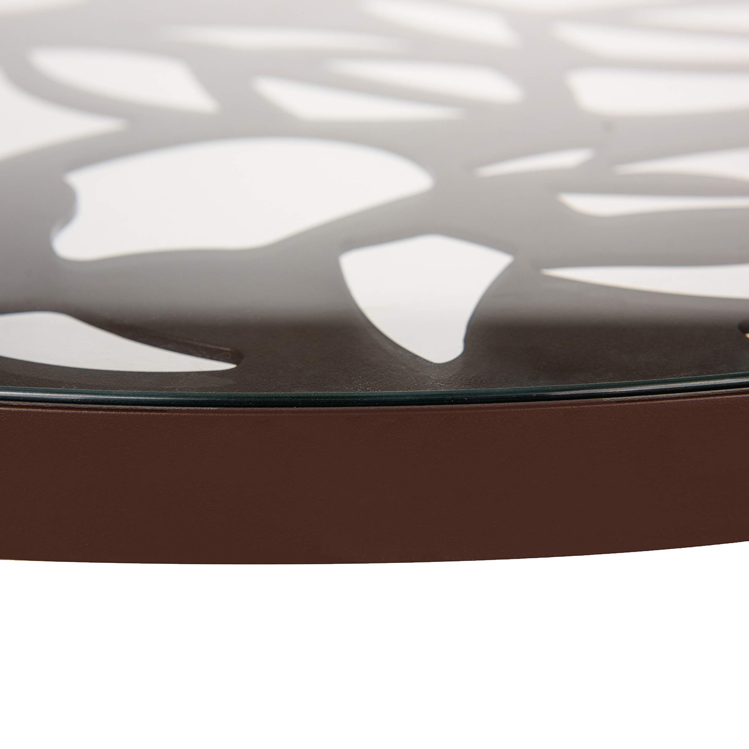 Modern Bistro Dining Table with Tempered Glass Top & Aluminum Base - LeisureMod Devon Indoor/Outdoor Patio Table (Brown) | Perfect for Restaurants, Cafés & Home Dining Areas