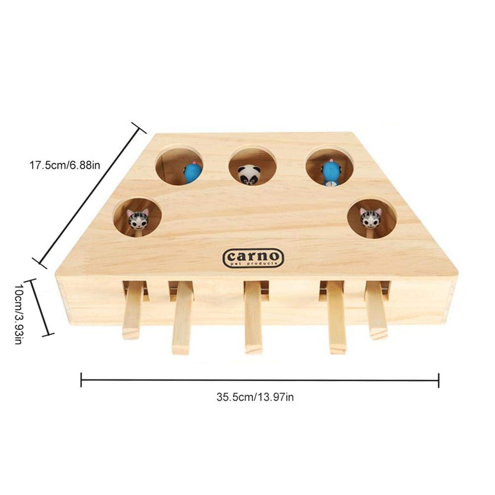Killer's Instinct Outdoors Cat Toys - Interactive Wooden Whack-A-Mole Mouse Game Puzzle for Indoor/Outdoor Play - Fun Exercise & Mental Stimulation for Cats