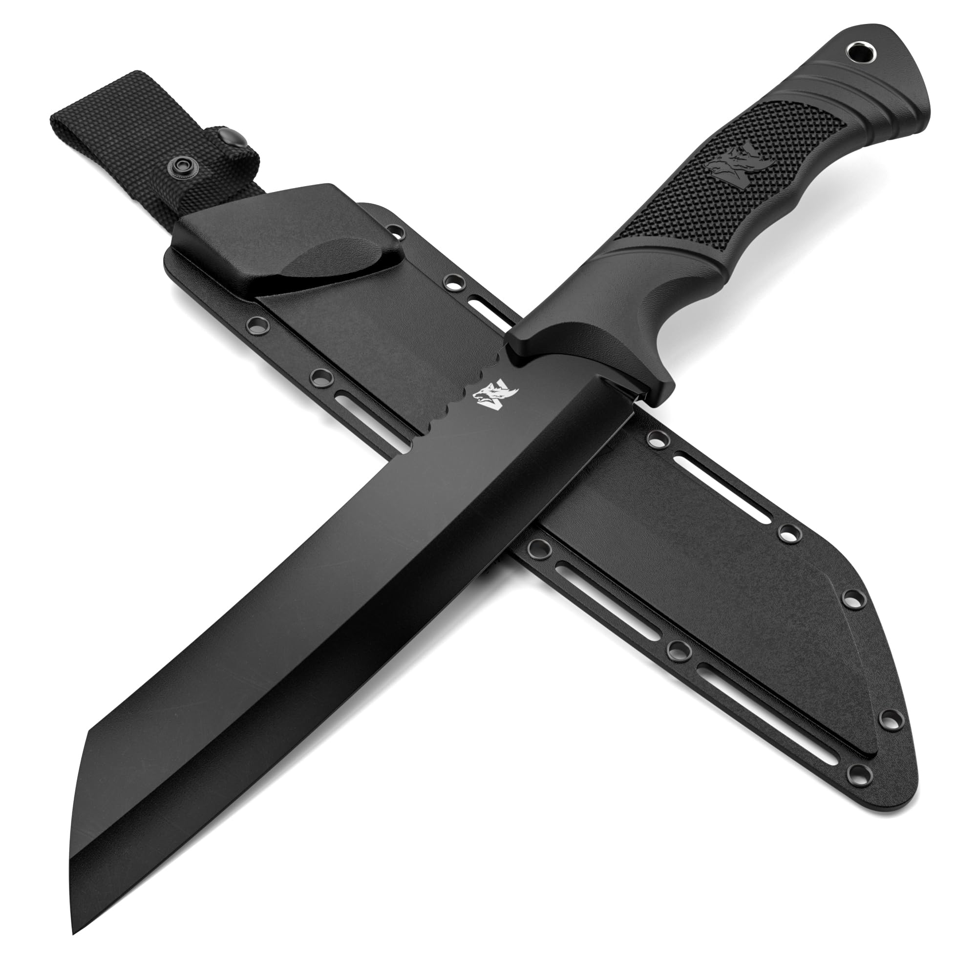 D2 Steel Survival Machete with Sheath - Full Tang Tactical Knife for Bushcraft, Yard Work & Tree Cutting | Heavy Duty TPE Handle Outdoor Tool for Camping, Hunting & Emergency Preparedness