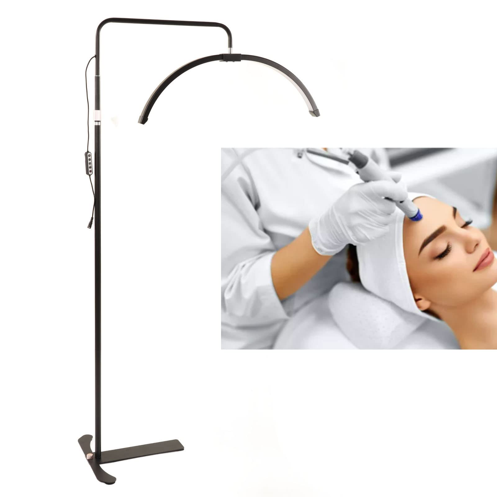 EXCLUZO Eyelash LED Floor Light - Adjustable Brightness Half Moon Lamp for Lash Extensions, Eyebrow & Tattoo Artists | Warm Lighting for Beauty Salons, Home Spa & Professional Makeup Studios