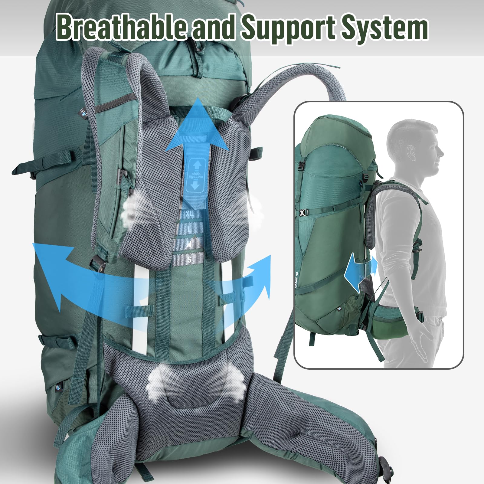 Night Cat 100L Internal Frame Hiking Backpack - Large Waterproof Camping Backpack for Men & Women with Rain Cover - Perfect for Outdoor Adventures, Traveling, and Backpacking Trips