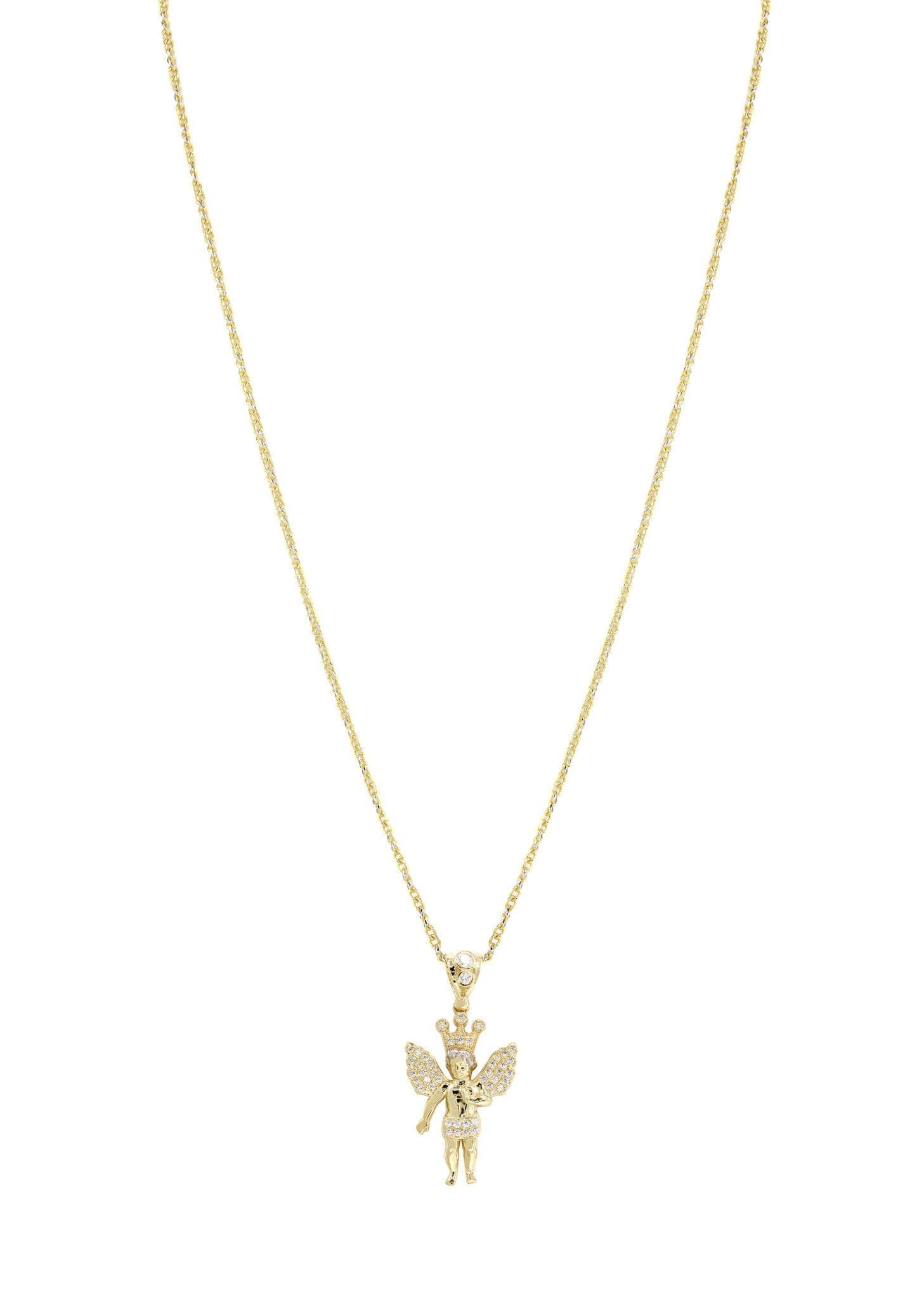 10K Yellow Gold Fancy Link Angel Necklace for Women - 10 Grams | Elegant Jewelry Gift for Birthday, Anniversary & Special Occasions