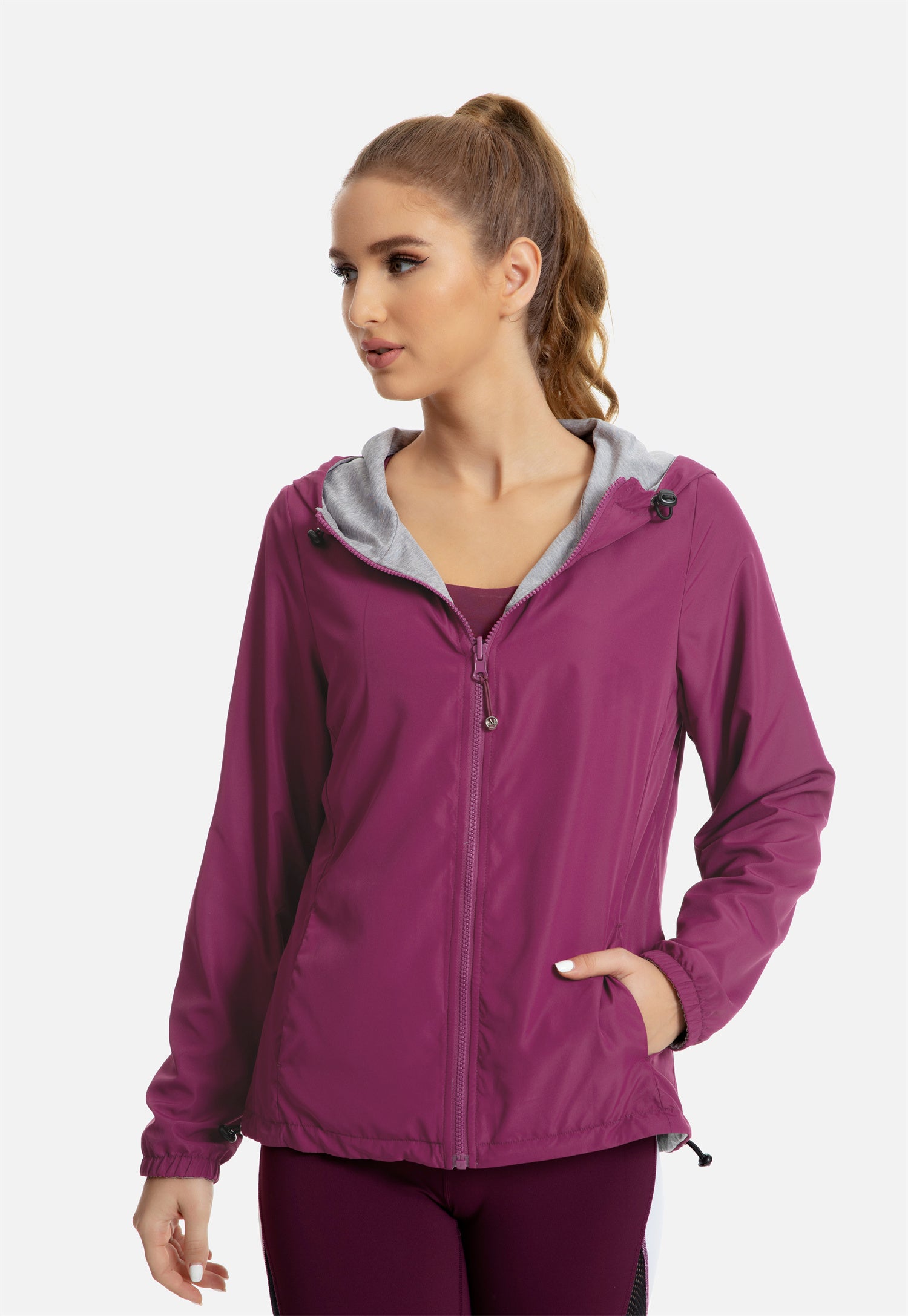 Reversible Hooded Track Jacket for Men & Women - Lightweight Zippered Athletic Jacket for Running, Gym & Outdoor Activities