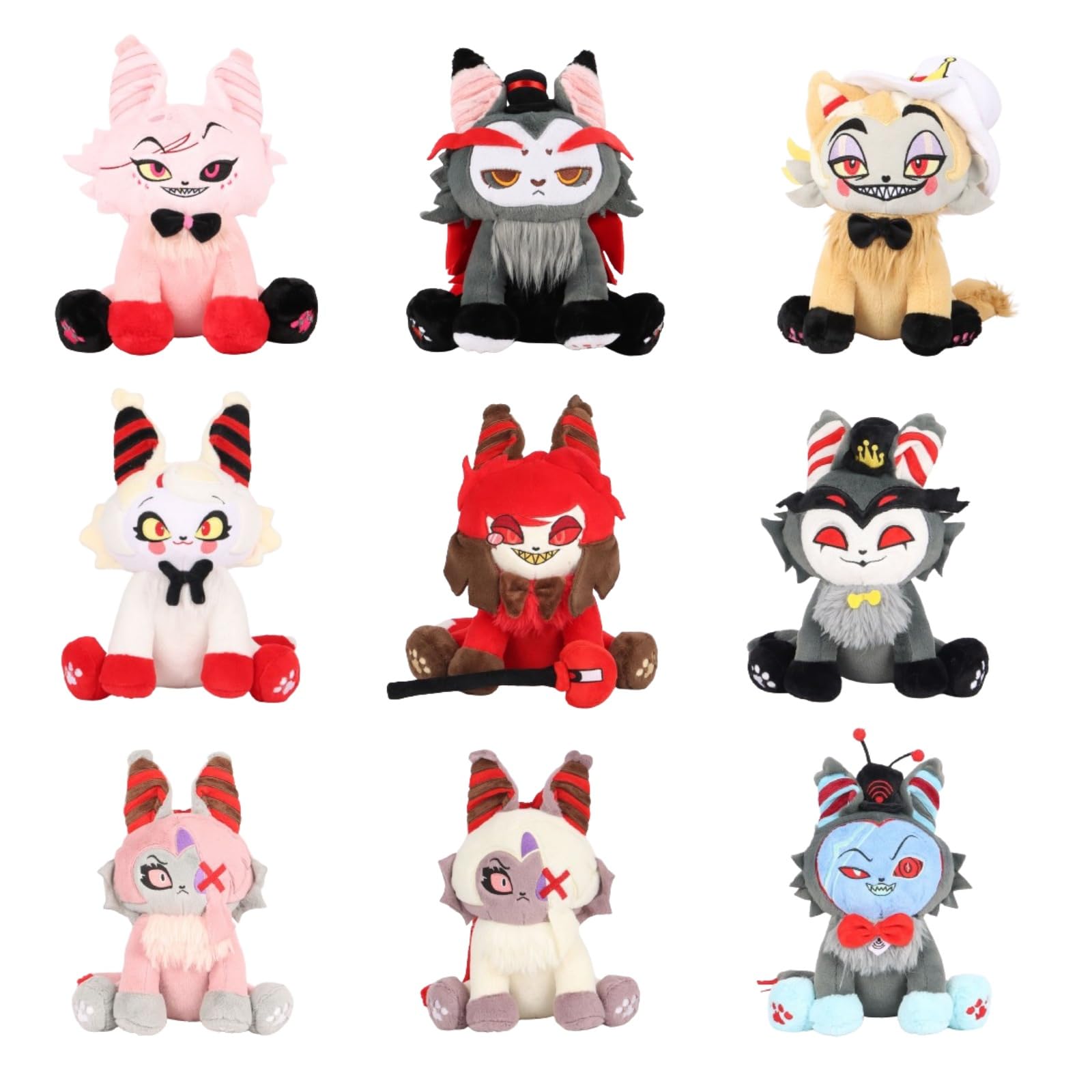 Hazbin Hotel Plush & Helluva Boss Plush Toys - Soft Stuffed Animal Alastor Cursed Cat Collectible - Christmas Decorations & Gifts for Kids, Fans & Collectors - Perfect for Bedroom Decor, Cosplay Props & Anime Merchandise Displays