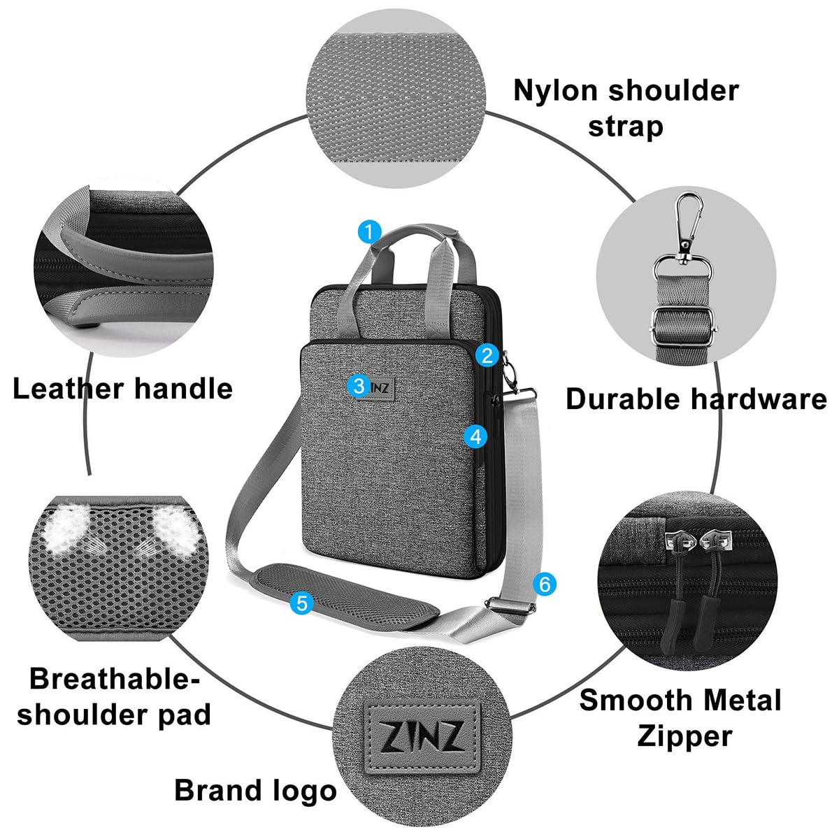 ZINZ Slim Expandable Laptop Shoulder Bag for MacBook Air 13