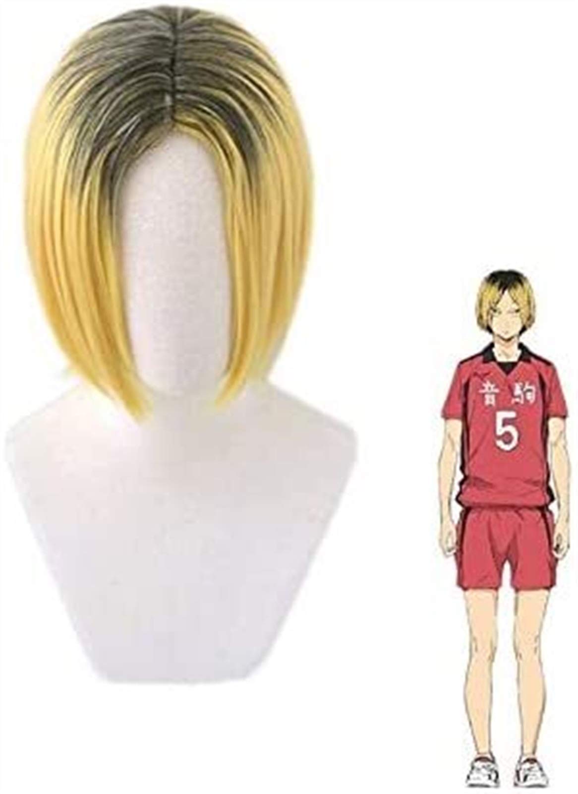 SUCICI Anime Haikyuu!! Nekoma Kenma Kozume Short Wig - Heat Resistant Synthetic Hair Cosplay Wig for Men - Perfect for Halloween, Cosplay Events & Anime Conventions