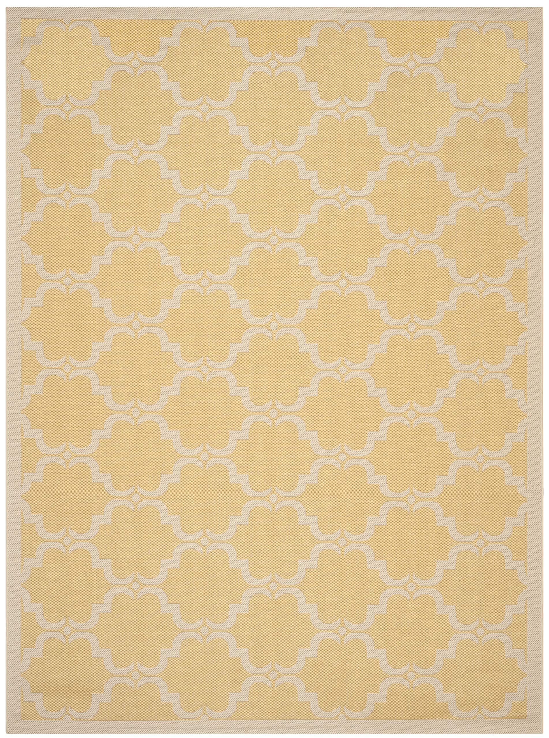 SAFAVIEH Courtyard Collection 9' x 12' Yellow & Beige Trellis Design Non-Shedding Easy Care Indoor Outdoor Washable Area Rug - Perfect for Patio, Backyard, Mudroom, Living Room & Bedroom (CY6009-316)