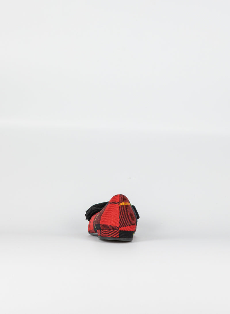 Prada Ballerine Flats in Red Tartan with Bow - Size 36.5 | Elegant Women's Loafers for Office, Parties & Casual Wear