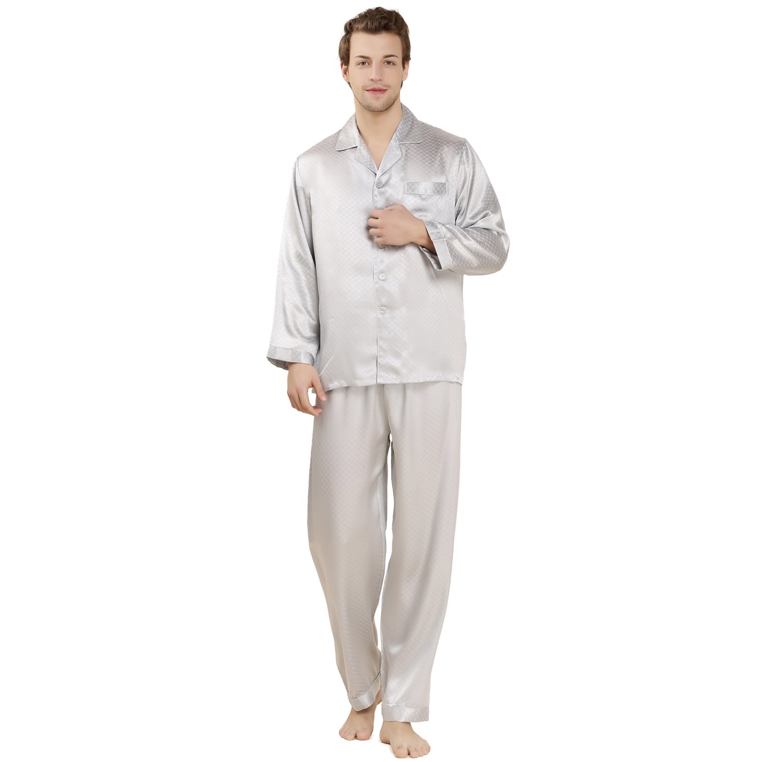 Premium 100% Silk Pajama Set for Men - Luxury Sleepwear Gift - Soft & Breathable Silk Pajamas for Comfortable Sleep, Lounging & Relaxation at Home