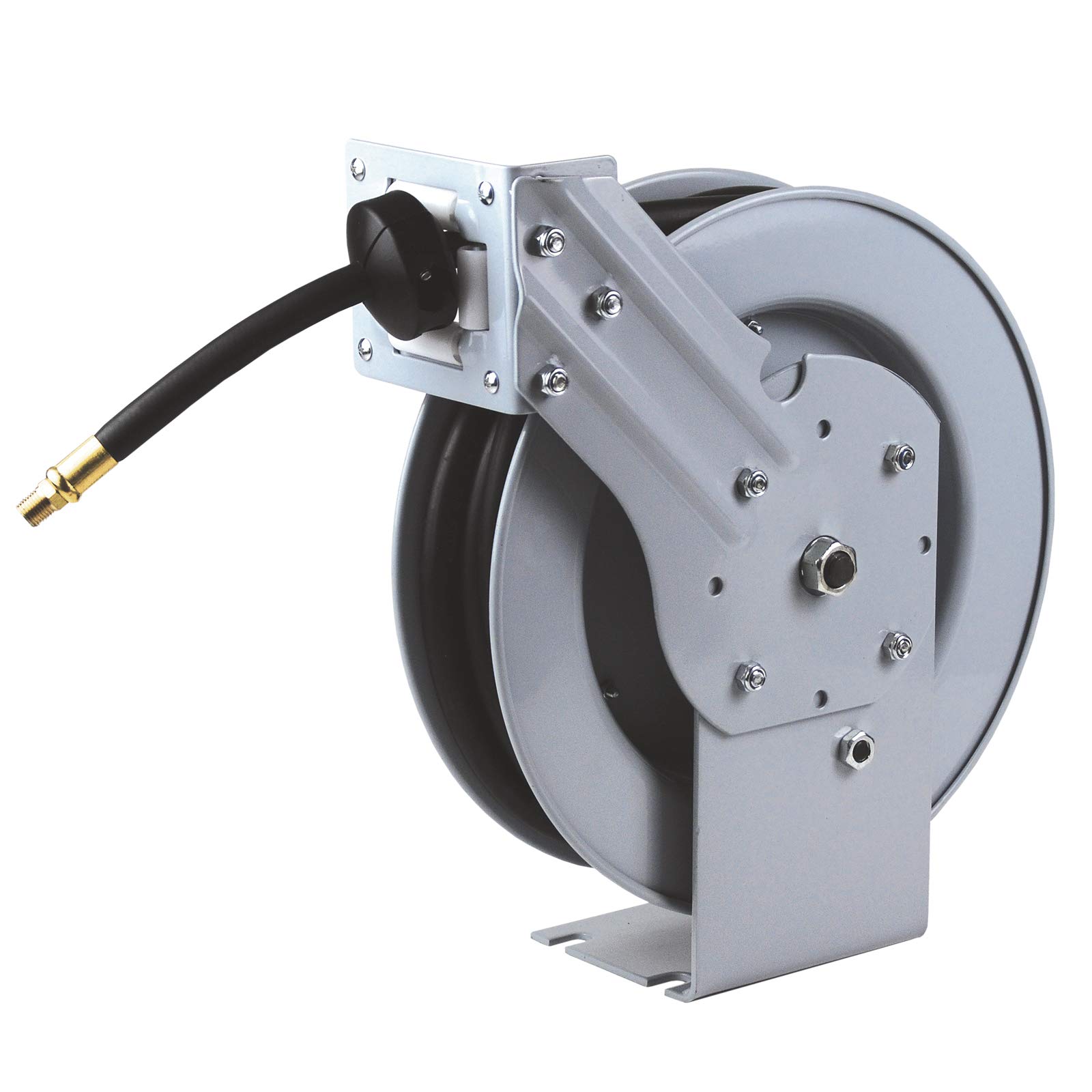 Primefit HRRUB380253 Industrial Grade Retractable Air Hose Reel with 25-Foot Rubber Air Hose - Heavy Duty for Garages, Workshops & Auto Repair Shops