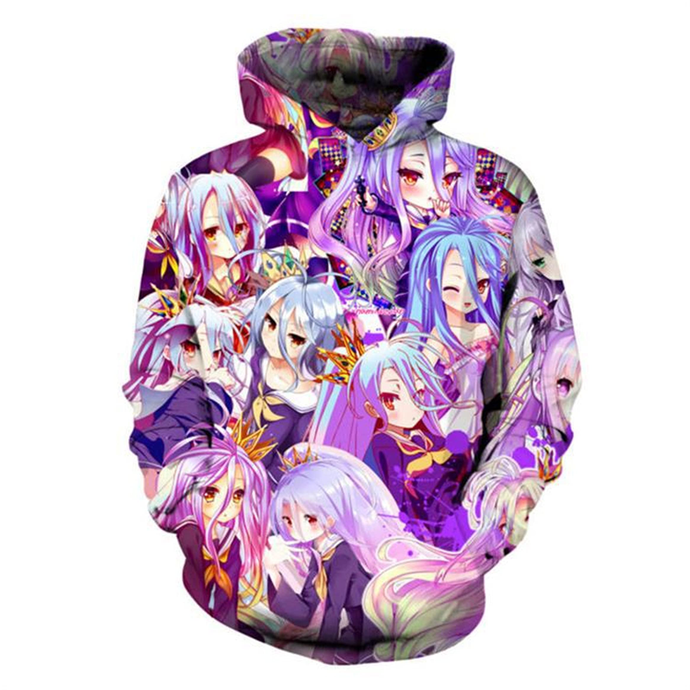 ISaikoy Anime No Game No Life Hoodie - Unisex Zip Up Jacket Sweatshirt for Cosplay & Casual Wear | Perfect for Anime Conventions, Gaming Events & Everyday Fashion