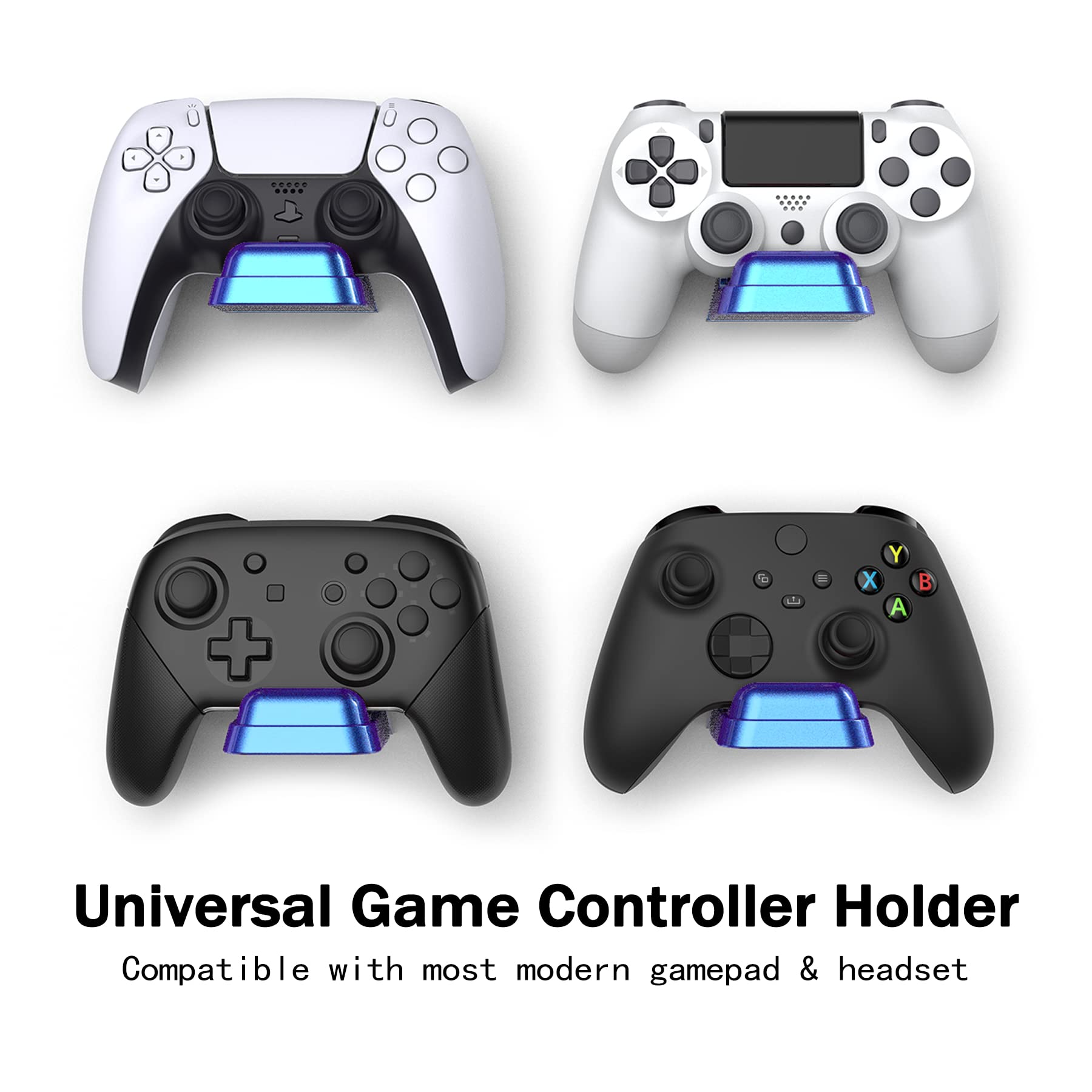 PlayVital Universal Game Controller Wall Mount Holder for PS5, Xbox Series X/S, Switch Pro & Headset - Chameleon Purple Blue - Space-Saving Gaming Accessory for Bedroom, Game Room & Office Organization