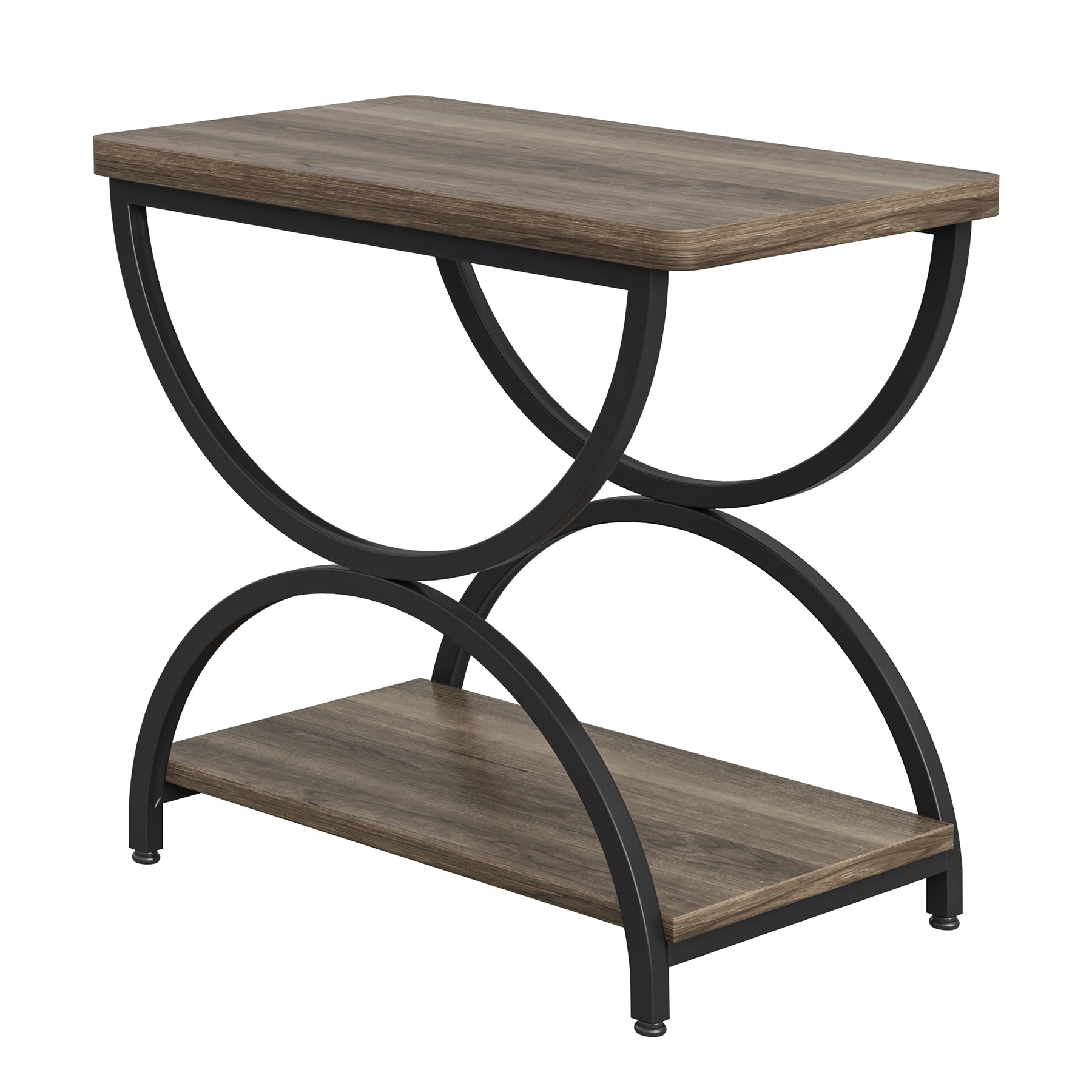 2 Tier End Table with Metal Frame - Modern Rectangular Side Table for Living Room, Bedroom & Office - Sturdy & Stylish Home Decor Accent Piece