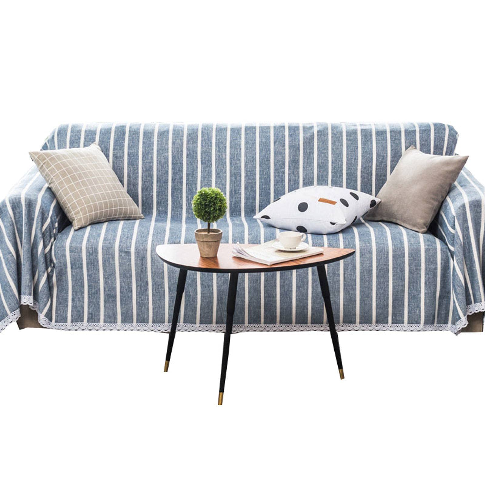 Stripe Chenille Sofa Slipcover for 3 Cushion Couch - Washable Universal Furniture Protector (180x380cm/70x150inch) - Soft Blue Sofa Cover for Living Room & Bedroom - Perfect for Home Decor, Pet Protection, and Daily Use