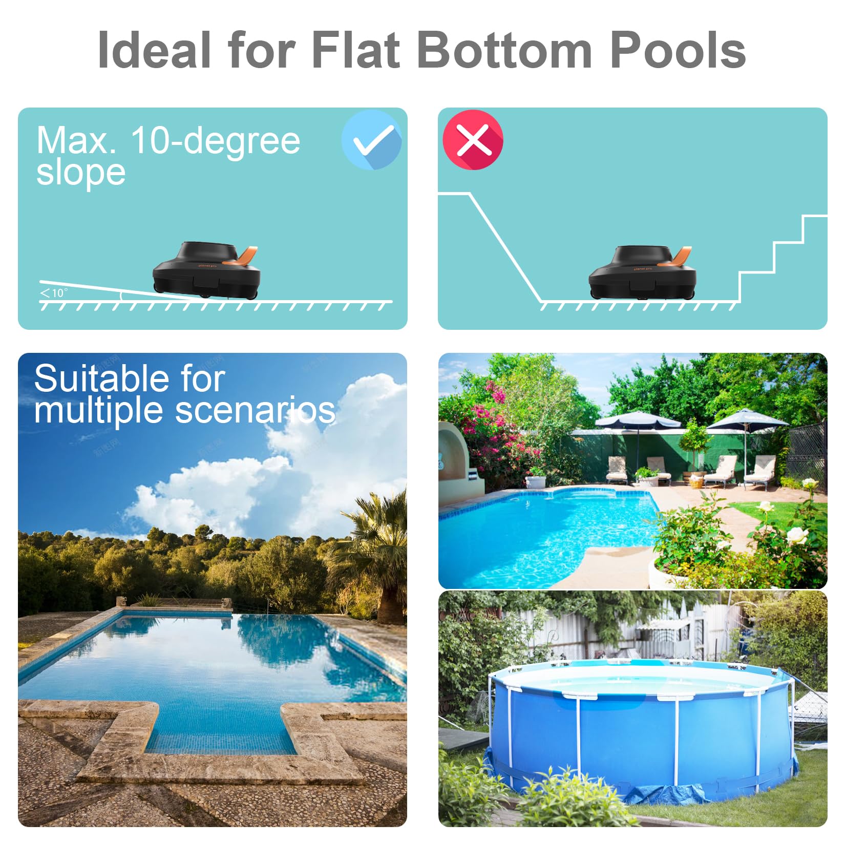 Robotic Pool Vacuum for Above Ground Pools - Cordless, 120 Min Runtime, Dual Brushless Motors - Ideal for 1292 Sq.Ft Pools