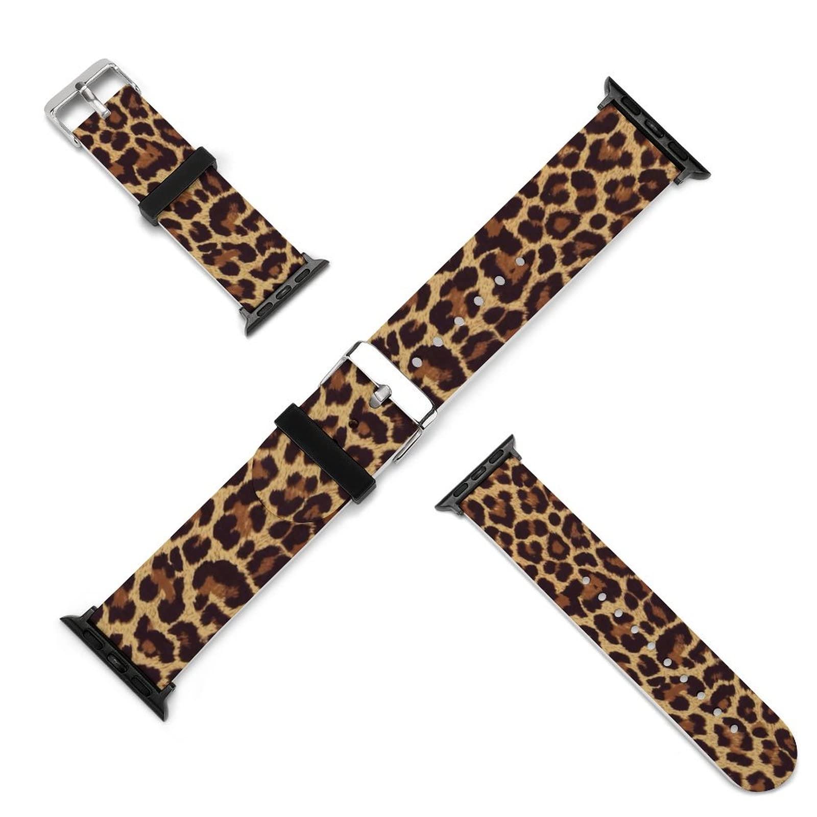 Cool Cheetah Leopard Print Silicone Replacement Band for Apple Watch Series 5/4/3/2/1 - Stylish & Durable Wrist Strap for Women & Men - Perfect for Workouts, Fashion & Everyday Wear