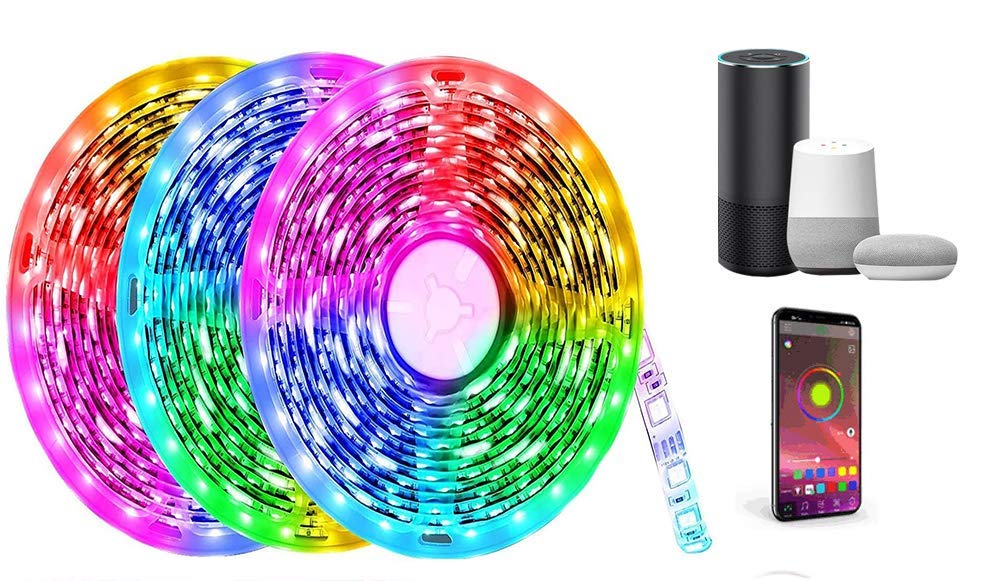 AXISLIFE 32.8ft Smart LED Strip Lights - 16 Million Colors, Voice Control with Alexa & Google Home, App & Remote, Cuttable Waterproof Design for Bedroom, TV Backlight, Gaming Setup, Party Decor