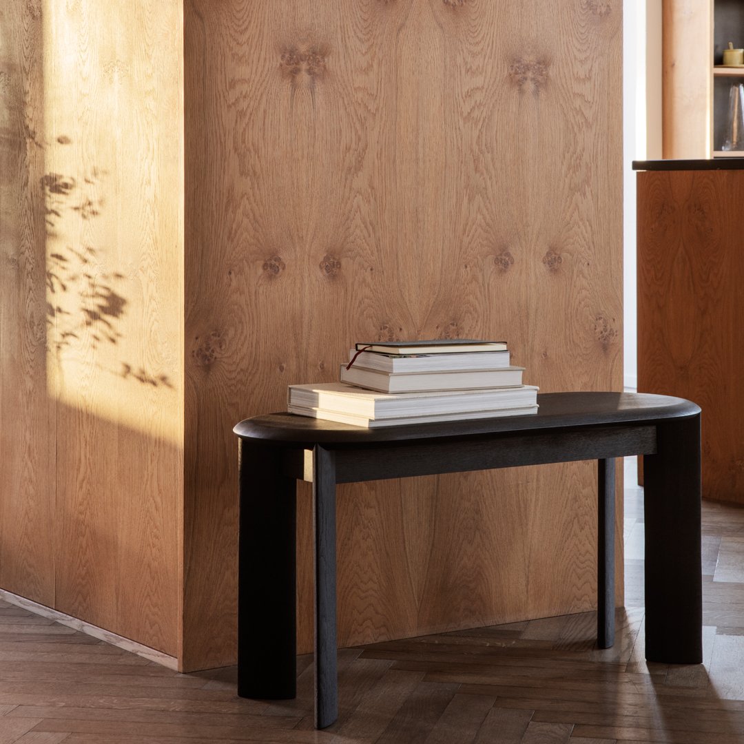 Ferm Living Bevel Bench - Modern Wooden Bench with Angled Legs for Living Room, Bedroom, or Entryway Decor