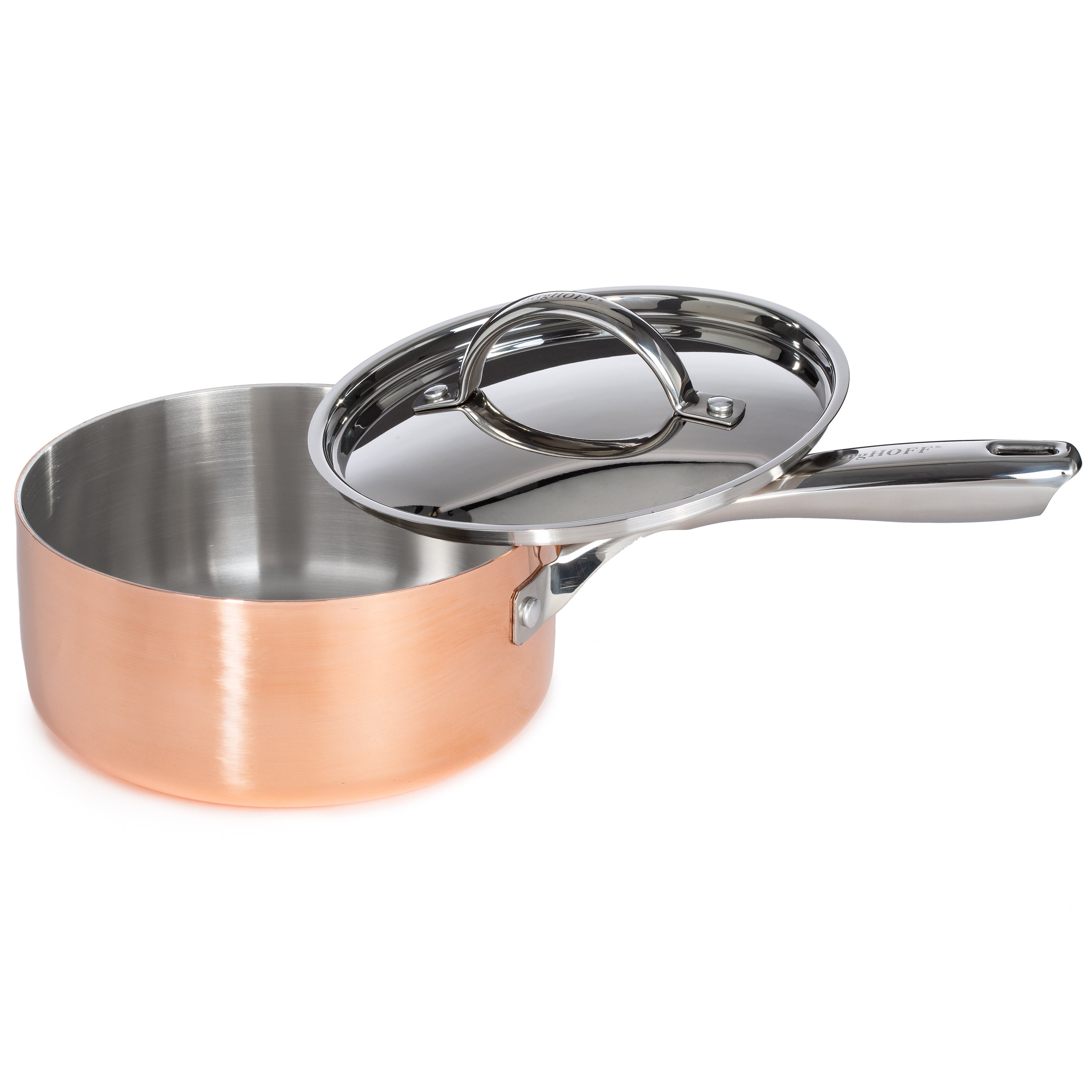 BergHOFF Vintage 4-Piece Tri-Ply Copper Cookware Set with Lids - Polished Stainless Steel Pots & Pans for Professional Cooking, Home Kitchen & Gourmet Meals