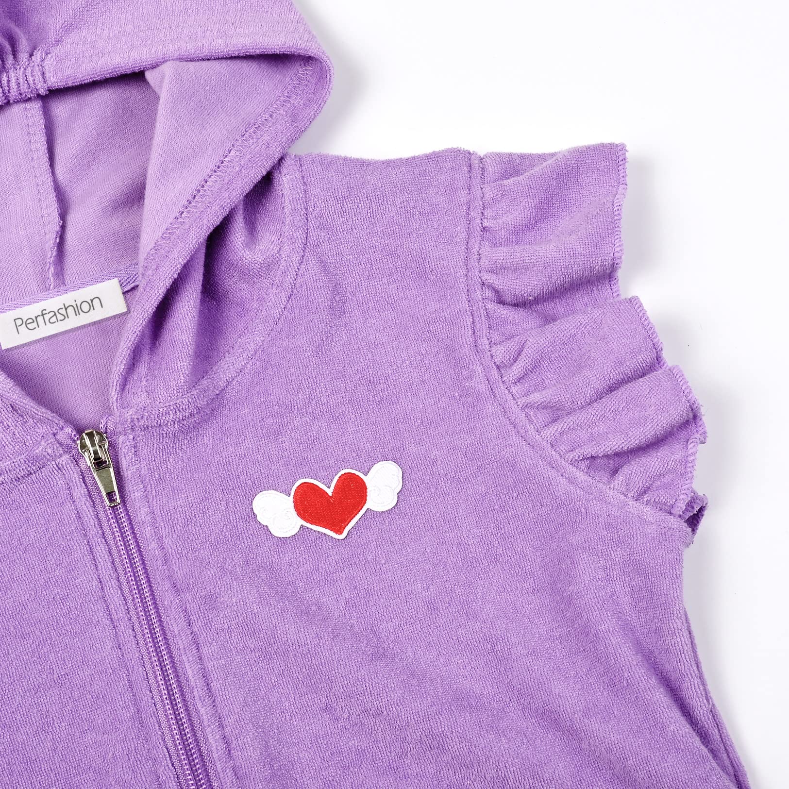 **Perfashion Girls' Terry Hooded Zip-Up Swim Cover Up - Soft Beachwear for Kids - Perfect for Poolside, Beach Trips & Summer Vacations**