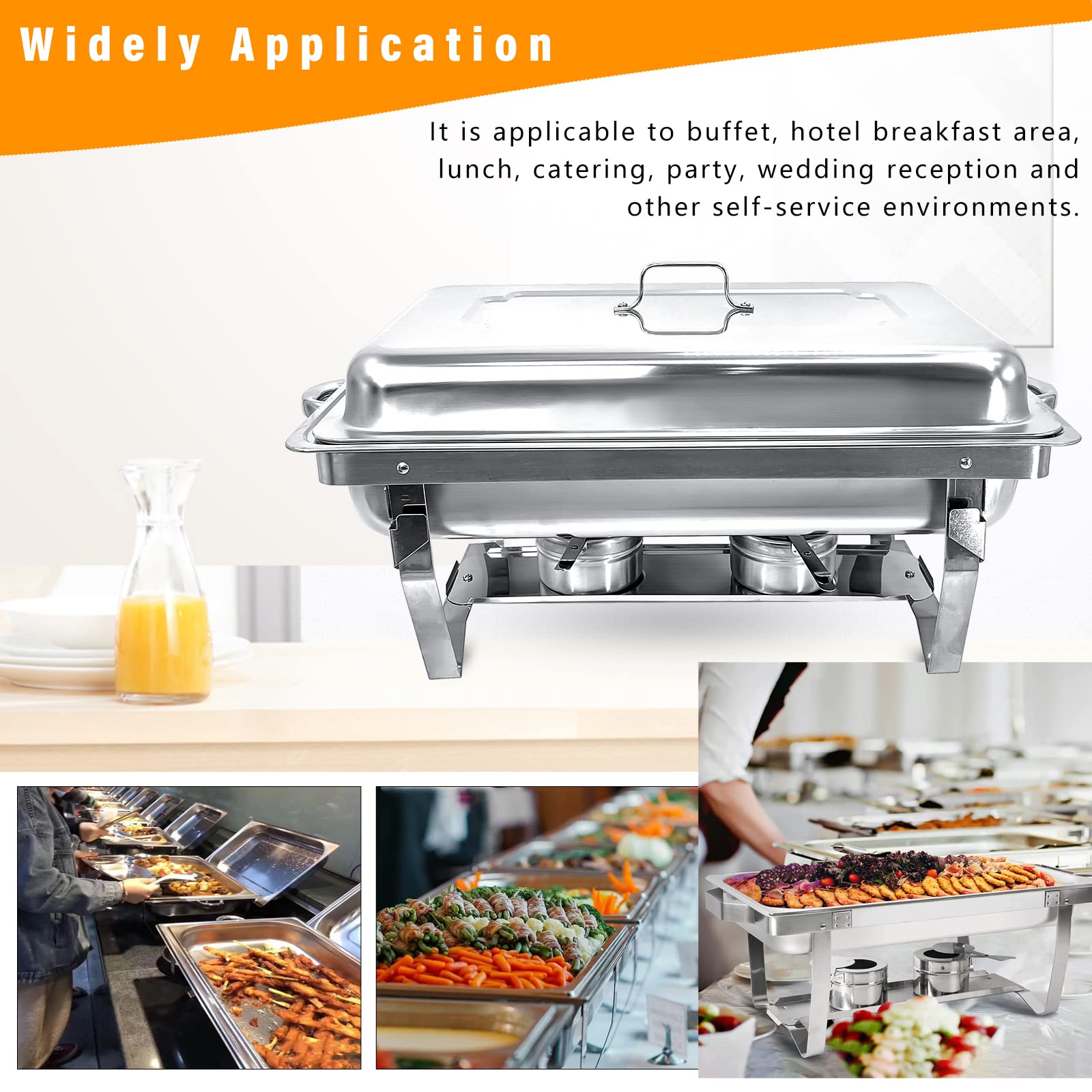 8QT Stainless Steel Chafing Dish Set with Water Pan & Fuel Holder - Perfect for Buffet & Catering
