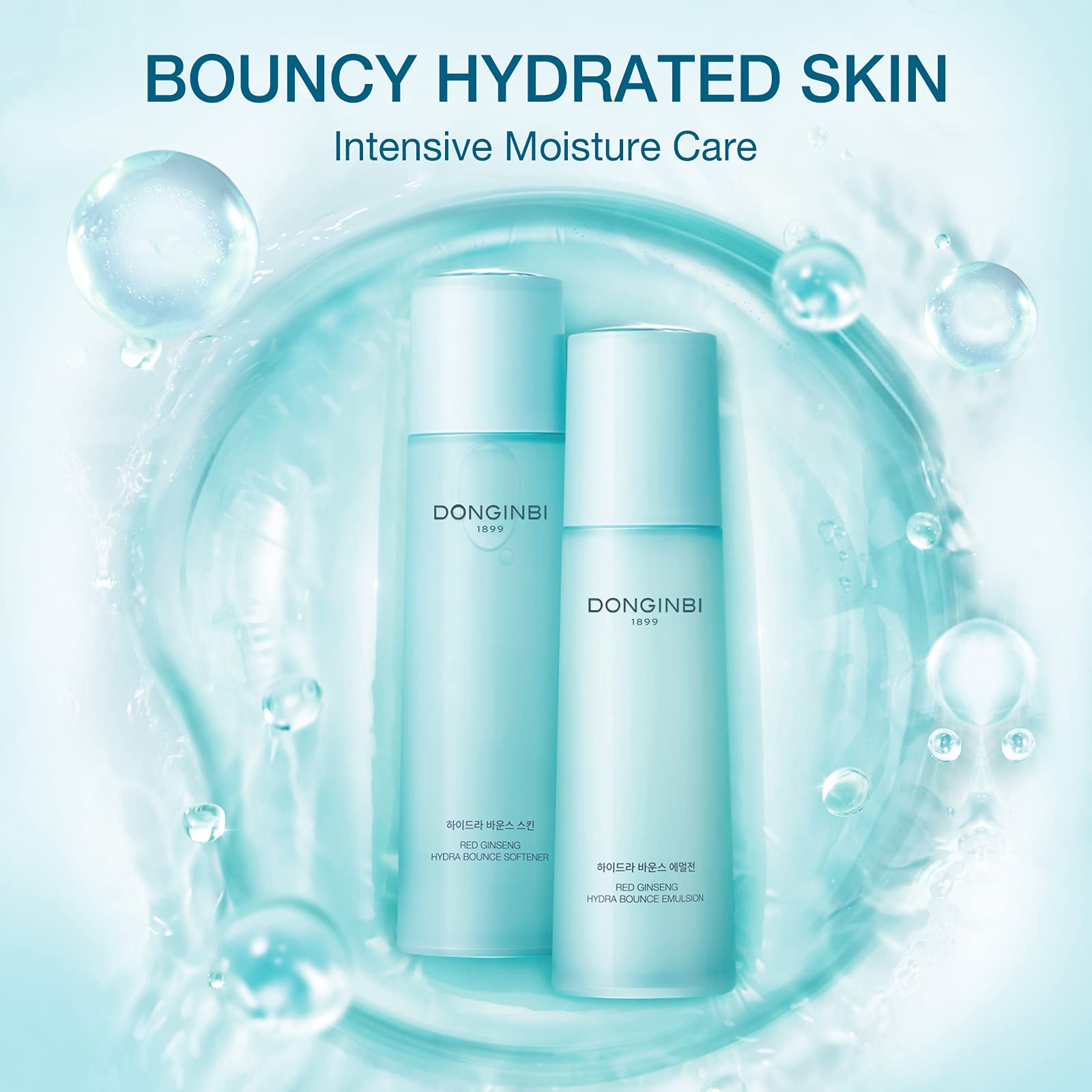 Donginbi Hydra Bounce Skin Care Set - Red Ginseng & Hyaluronic Acid Face Toner, Lotion & Moisturizer for Soft, Hydrated Skin | Korean Skincare Routine for Day & Night Use