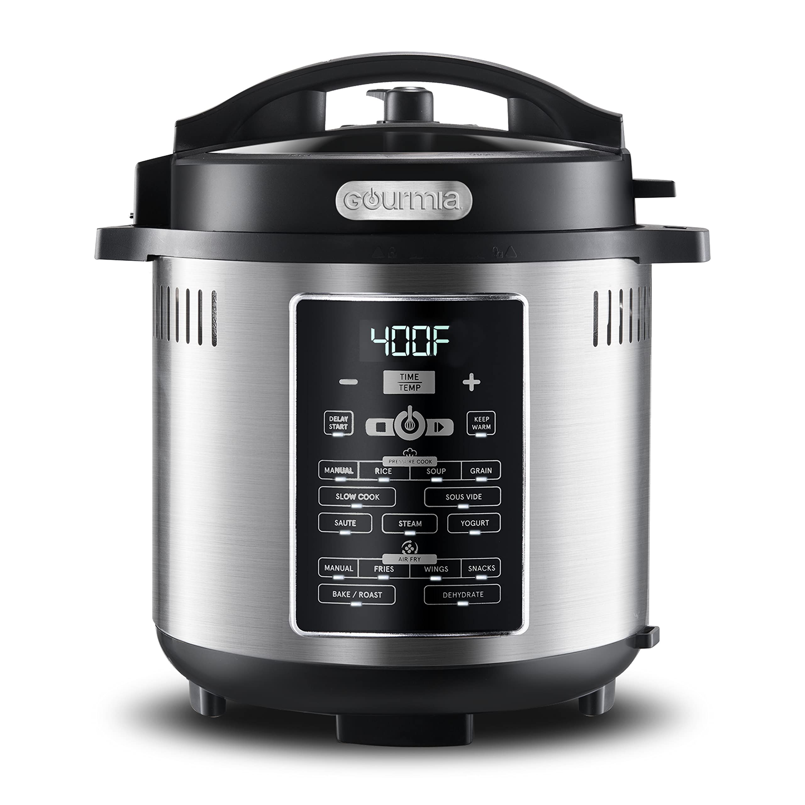 Gourmia GPA2060 6-Quart Multi-Function Pressure Cooker & Air Fryer Combo - 15 One-Touch Smart Programs with Nonstick Pot, Air Fry Basket & Accessories - Perfect for Fast Cooking, Healthy Air Frying & Meal Prep