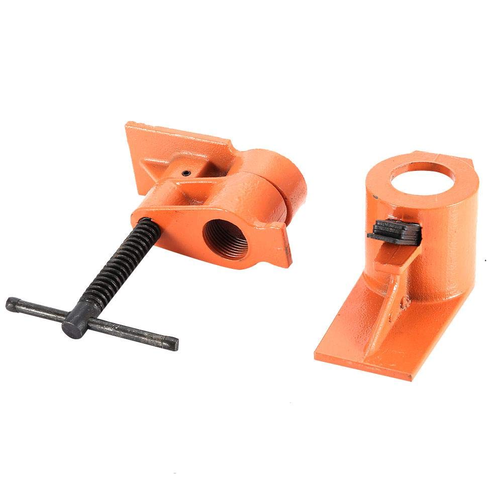 1 Inch Cast Steel Pipe Clamp Set - Heavy Duty Woodworking Vise Fixture with Jaws for Water Pipe & Plastic Clamps | Perfect for DIY Projects, Woodworking Enthusiasts & Home Improvement Tasks (Wood Clamping, Plumbing Repairs, Workshop Use)