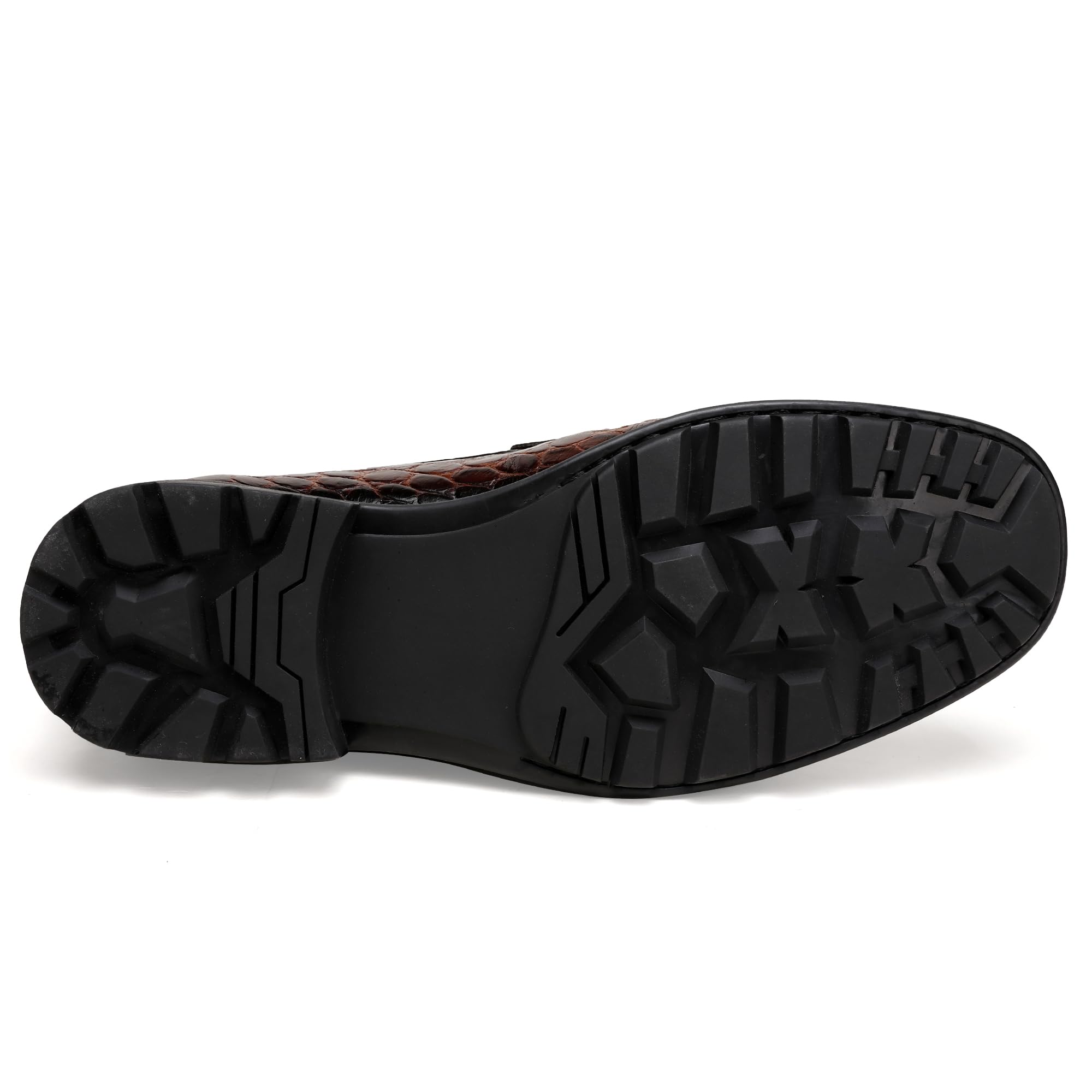 Premium Men's Leather Dress Shoes - Crocodile Print Slip-On Loafers with Thick Sole for Business & Formal Occasions | Comfortable & Stylish Gentleman Shoes for Office, Weddings & Special Events