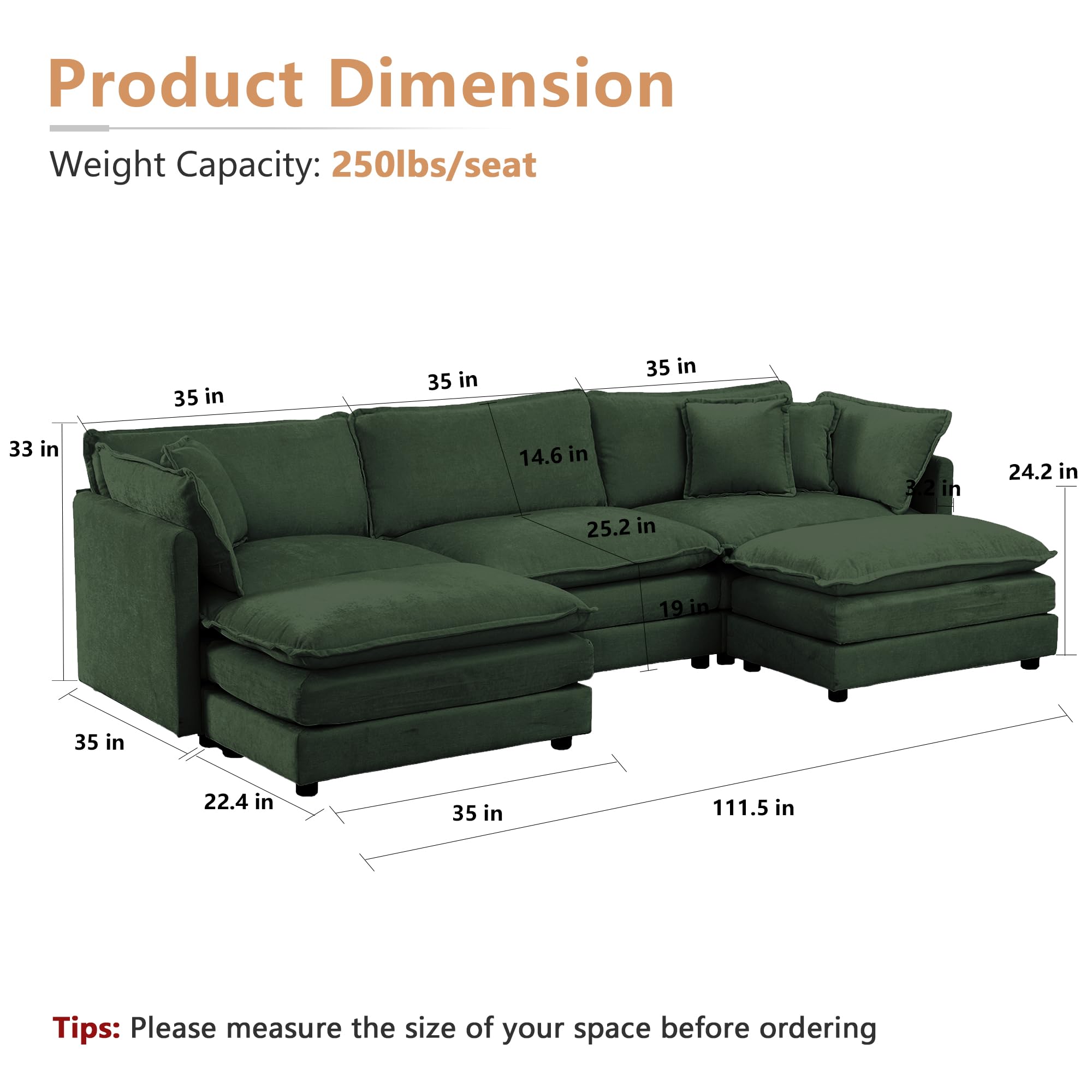 Modular Sectional Sofa 111.5