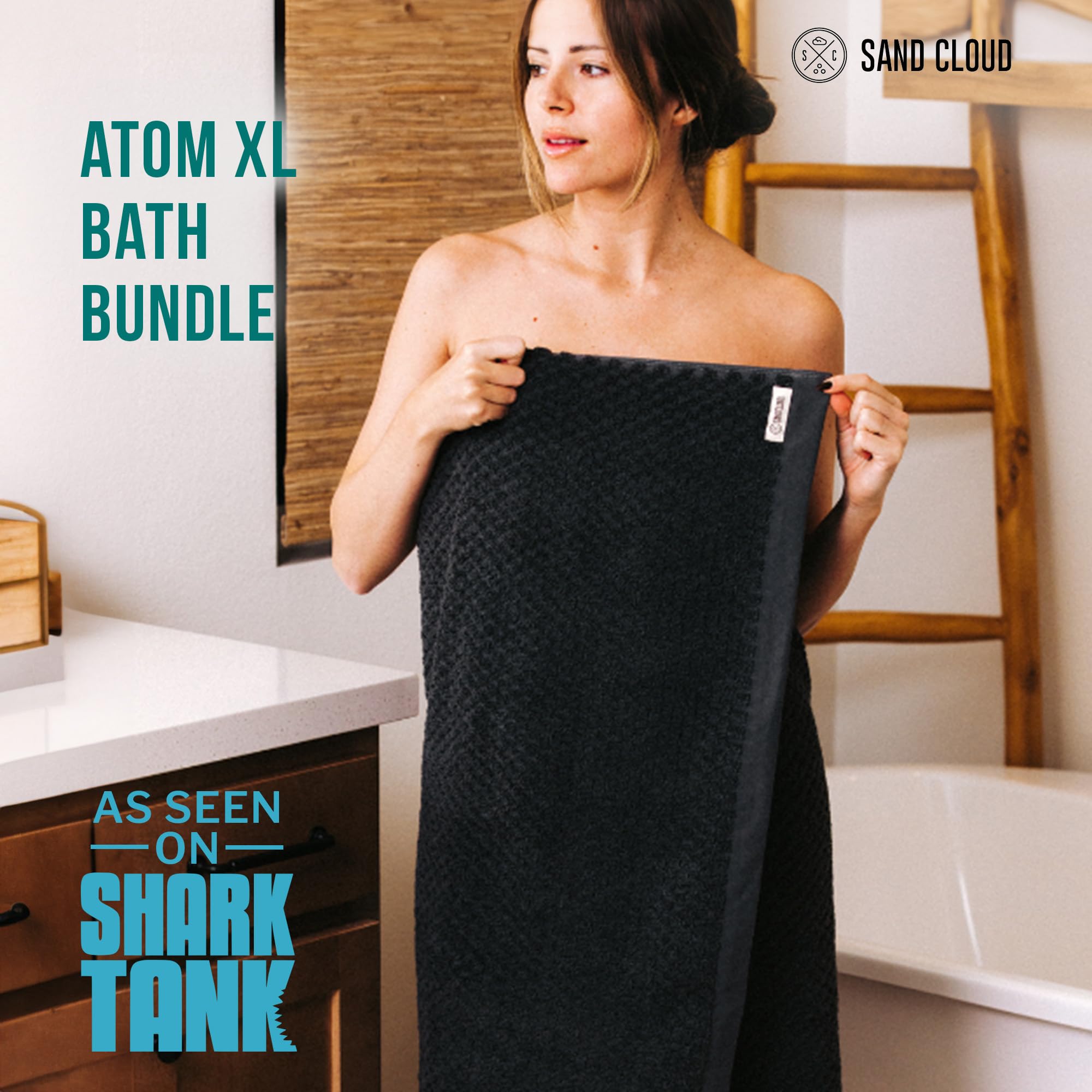 Premium Sand Cloud Turkish Bath Towels Set of 2 - Extra Large Atom Charcoal - Ultra Soft Organic Cotton, Highly Absorbent & Quick-Drying - Luxury Bath, Beach & Spa Towels for Home & Travel