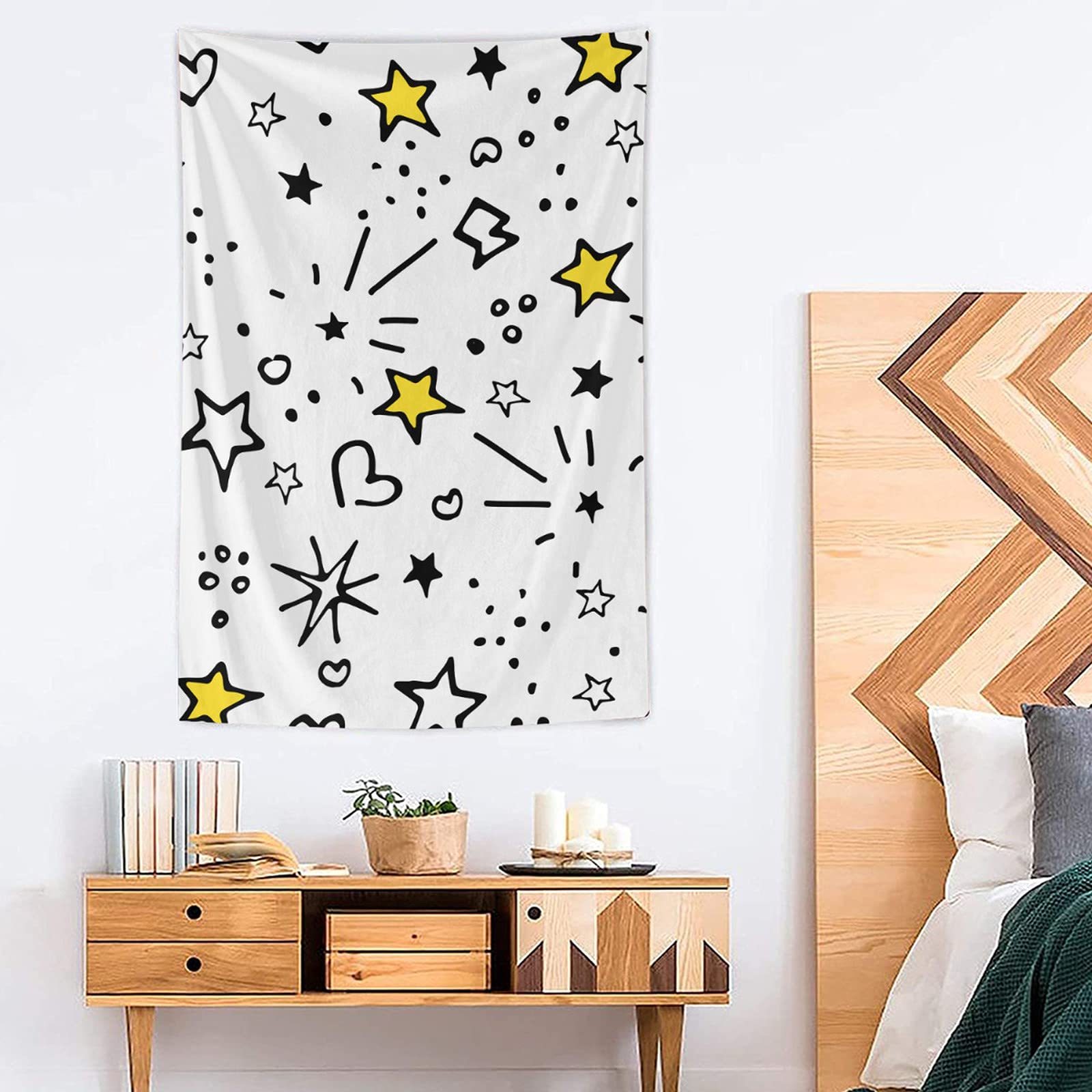 TropicalLife Hand-Drawn Star Wall Tapestry - 40x60 Inch Bohemian Bedroom Decor, Aesthetic Polyester Hanging for Living Room & Dorm - Perfect for Hippie Style, Meditation Spaces & Photo Backdrops