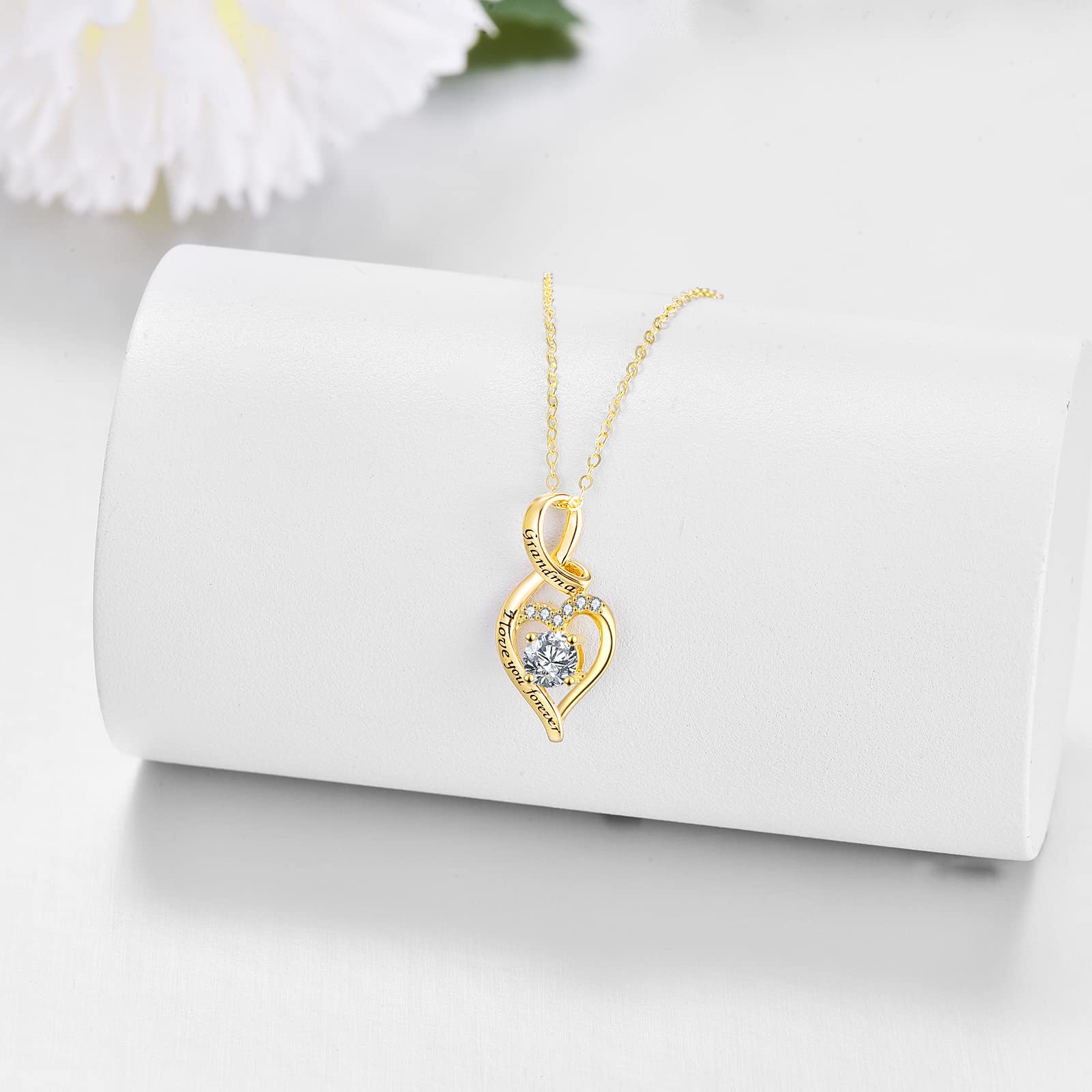 14K Gold Heart Pendant Necklace for Grandma - 1CT Moissanite Jewelry Gift from Granddaughter | Perfect for Valentine's Day, Mother's Day & Birthday Presents | Elegant Women's Necklace for Special Occasions