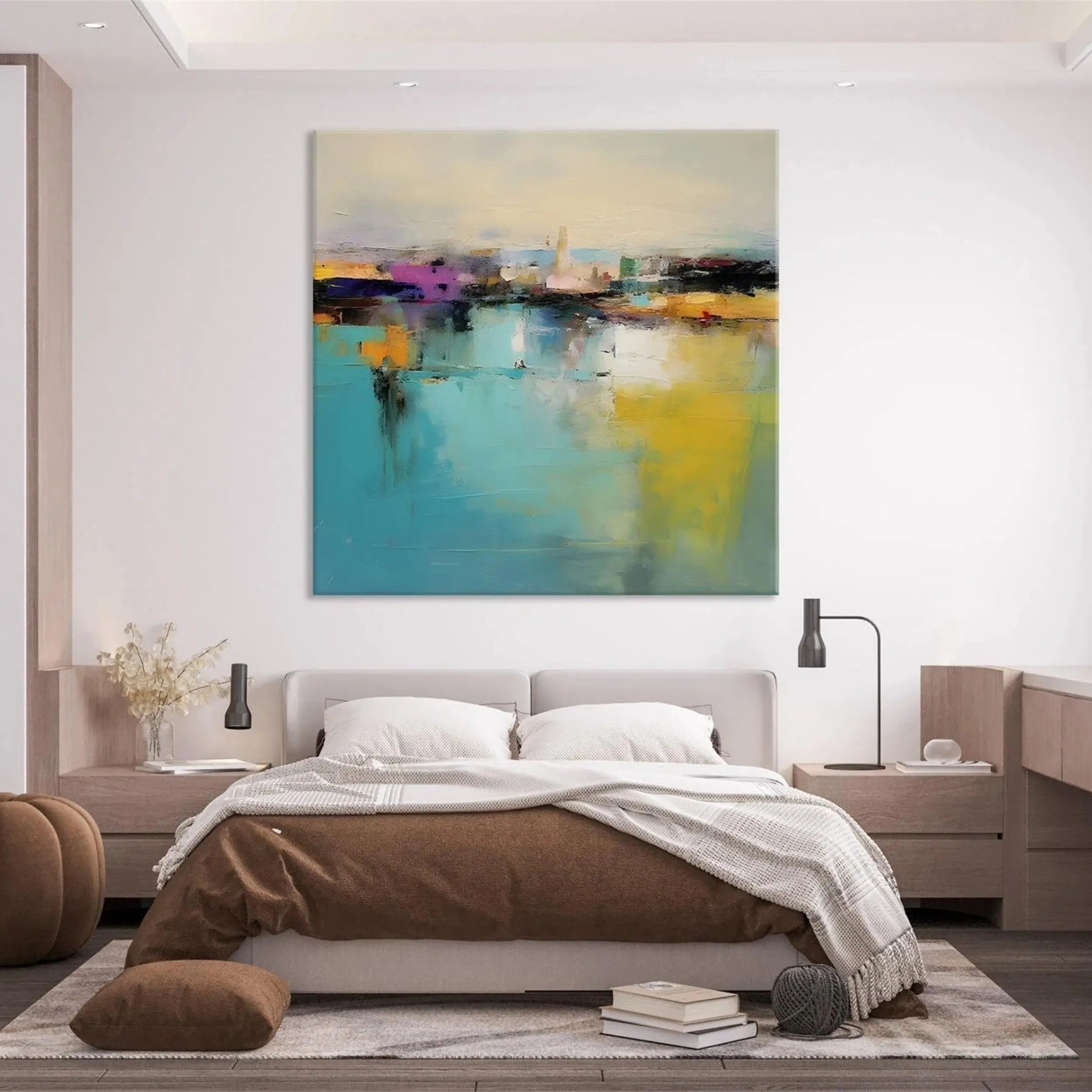 Blue & Green Abstract Wall Art Canvas Print #BG074 - Modern Home Decor for Living Room, Bedroom & Office