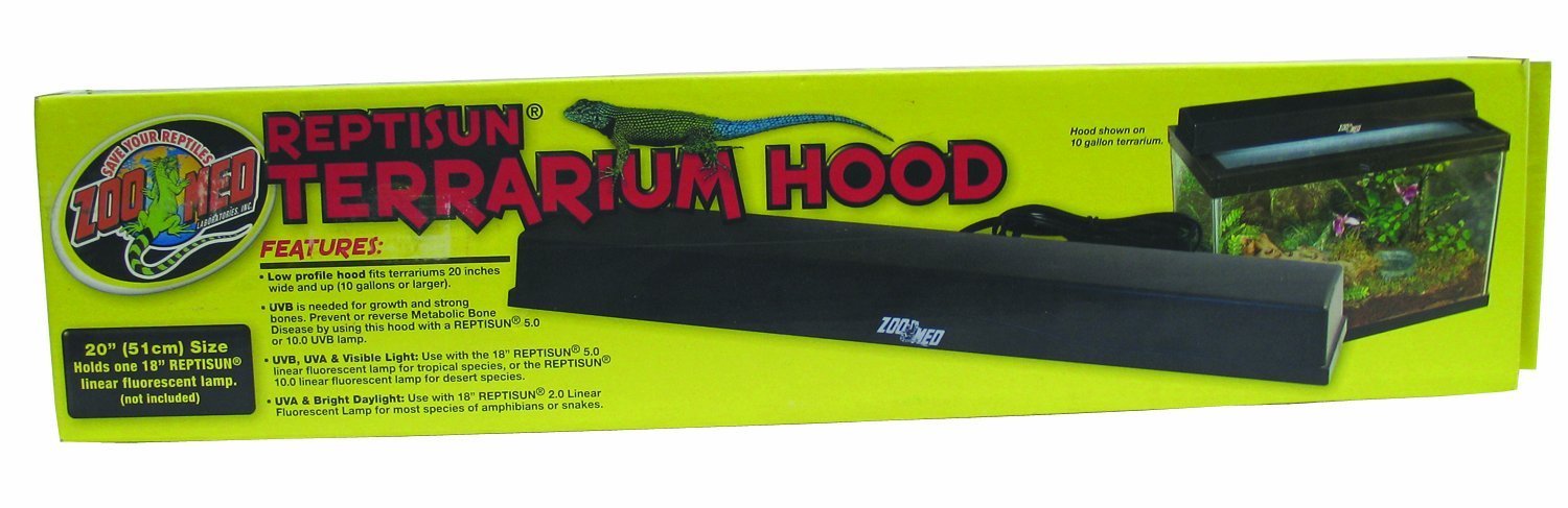 Zoo Med ReptiSun® 20-Inch Terrarium Hood - UVB Light Fixture for Reptile Tanks & Enclosures | Perfect for Bearded Dragons, Turtles & Lizards Habitat Lighting