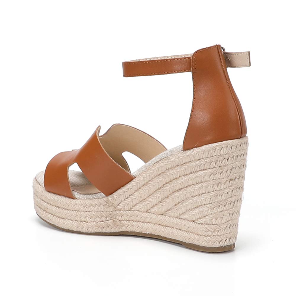 Women's Leather Wedge Sandals - Comfortable Espadrille Summer Shoes for Beach, Vacation & Casual Outfits