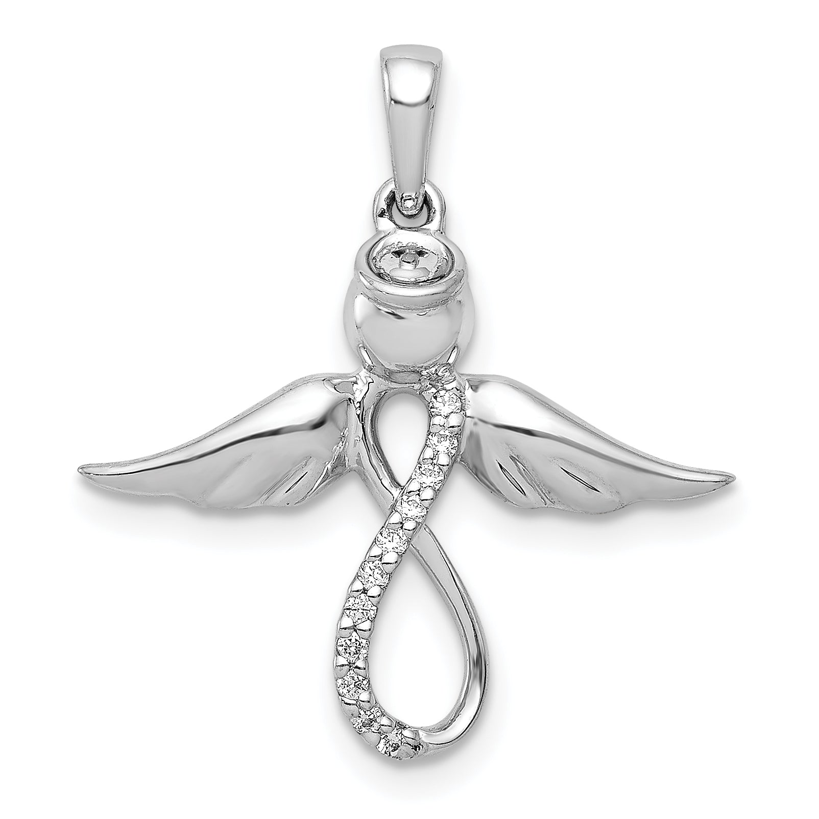 14K White Gold Diamond Infinity Angel Wing Pendant Necklace - Elegant Jewelry Gift for Women, Perfect for Valentine's Day, Anniversary & Special Occasions