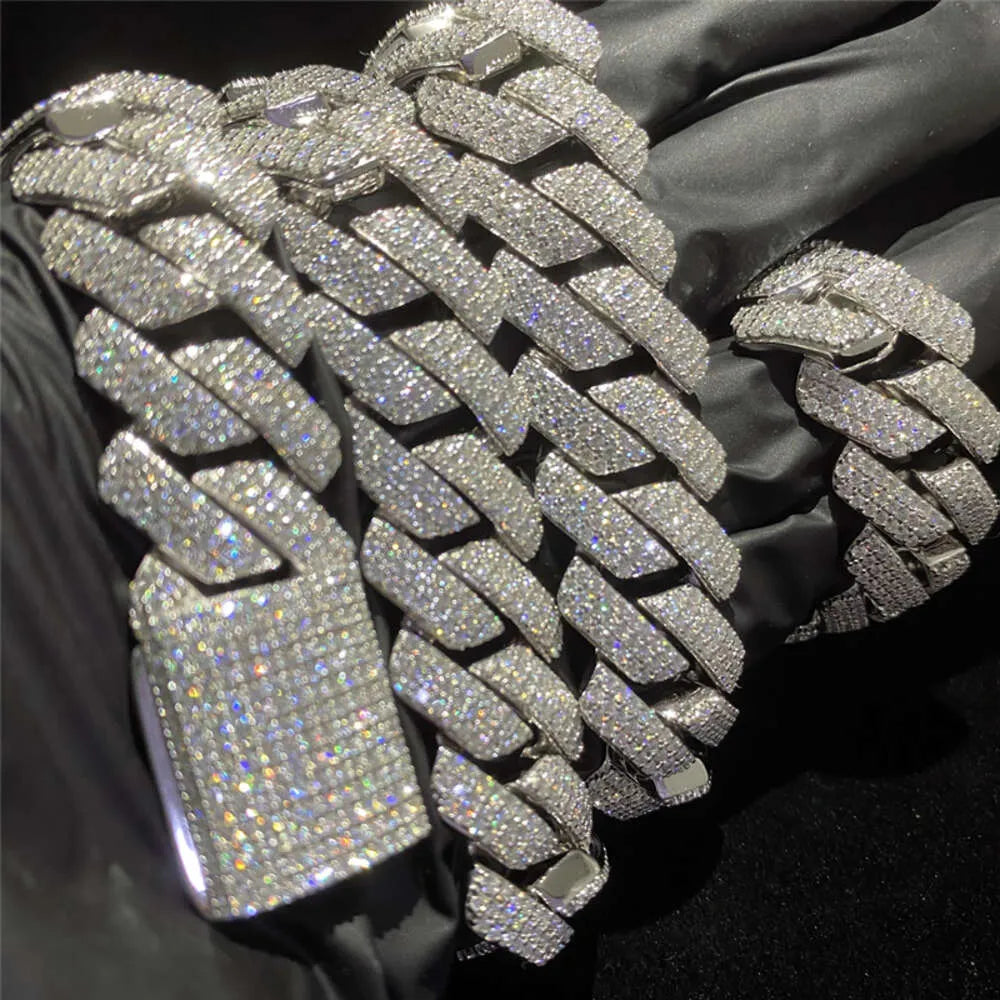18K Gold Moissanite Cuban Link Tennis Chain Necklace for Men - Iced Out Hip Hop Jewelry Gift for Birthday, Anniversary & Special Occasions