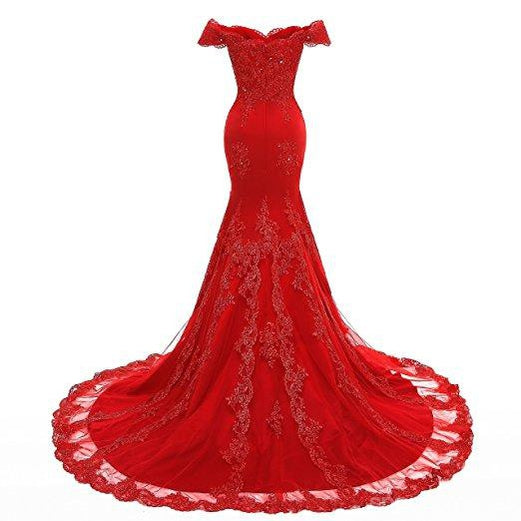 Elegant Off Shoulder Gold Lace Mermaid Evening Gown - Formal Prom Dress for Women | Perfect for Weddings, Galas & Special Occasions