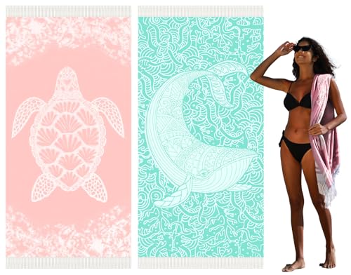 2 Pack Pink Turtle Light Green Whale