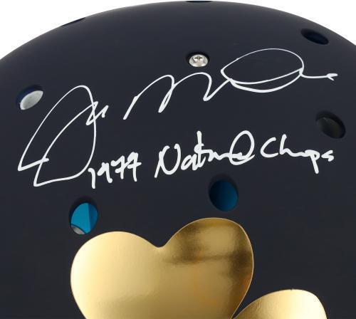 Joe Montana Autographed Notre Dame Fighting Irish Schutt Shamrock Tradition Authentic Helmet with 1977 National Champions Inscription - Perfect for Sports Memorabilia Collectors, Football Fans, and Home Decor