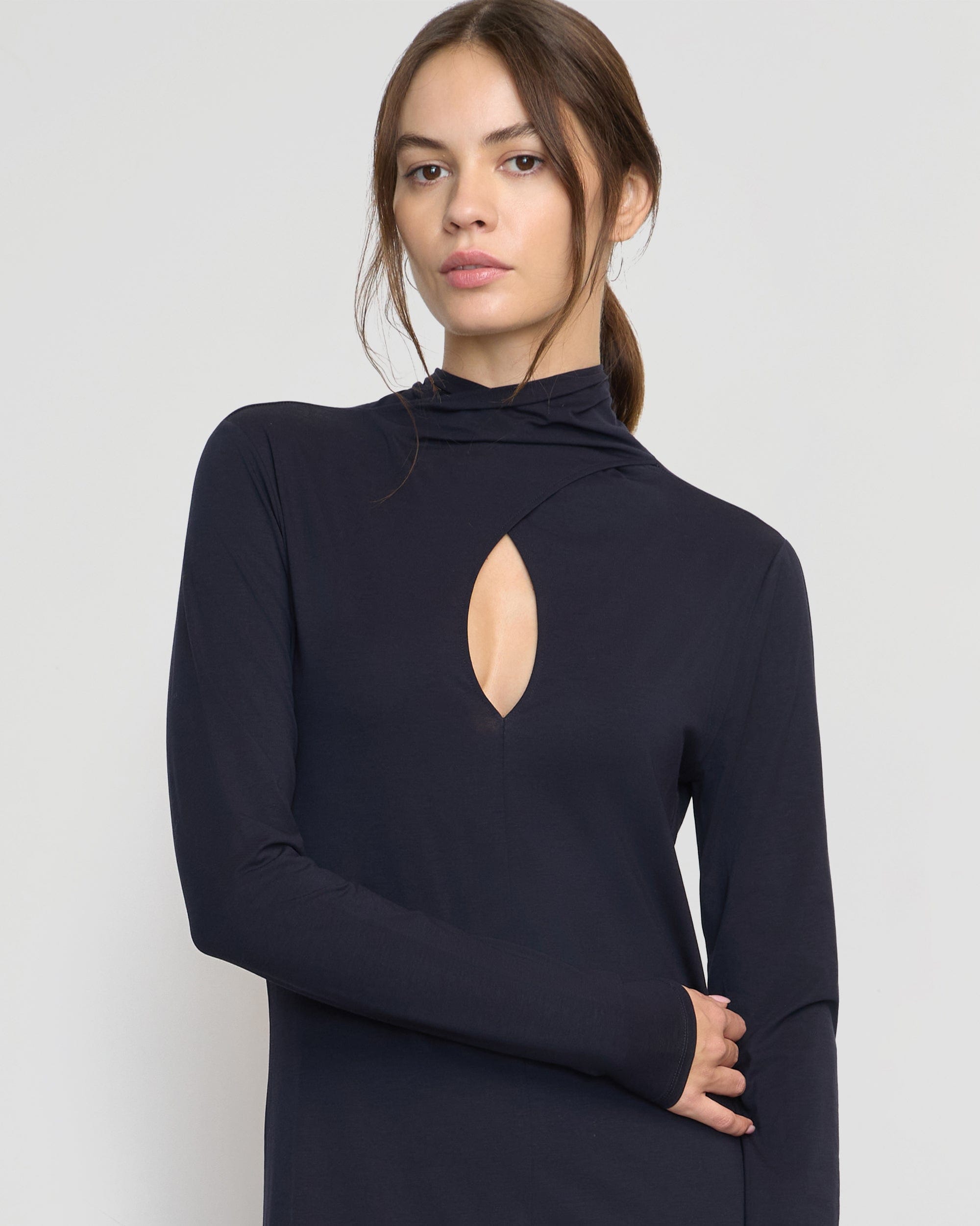 Helena Scarf Neck Jersey Dress for Women - Soft Stretchy Comfortable Casual Wrap Dress - Perfect for Office, Date Night & Spring Outfits
