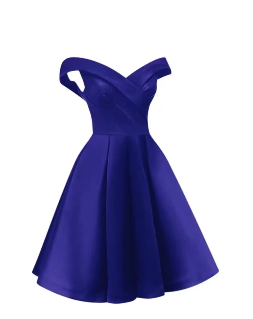 XJLY A-Line Sleeveless Off-Shoulder Satin Bridesmaid Dresses with Belt | Short Prom & Homecoming Party Dresses | Perfect for Weddings, Formal Events & Special Occasions