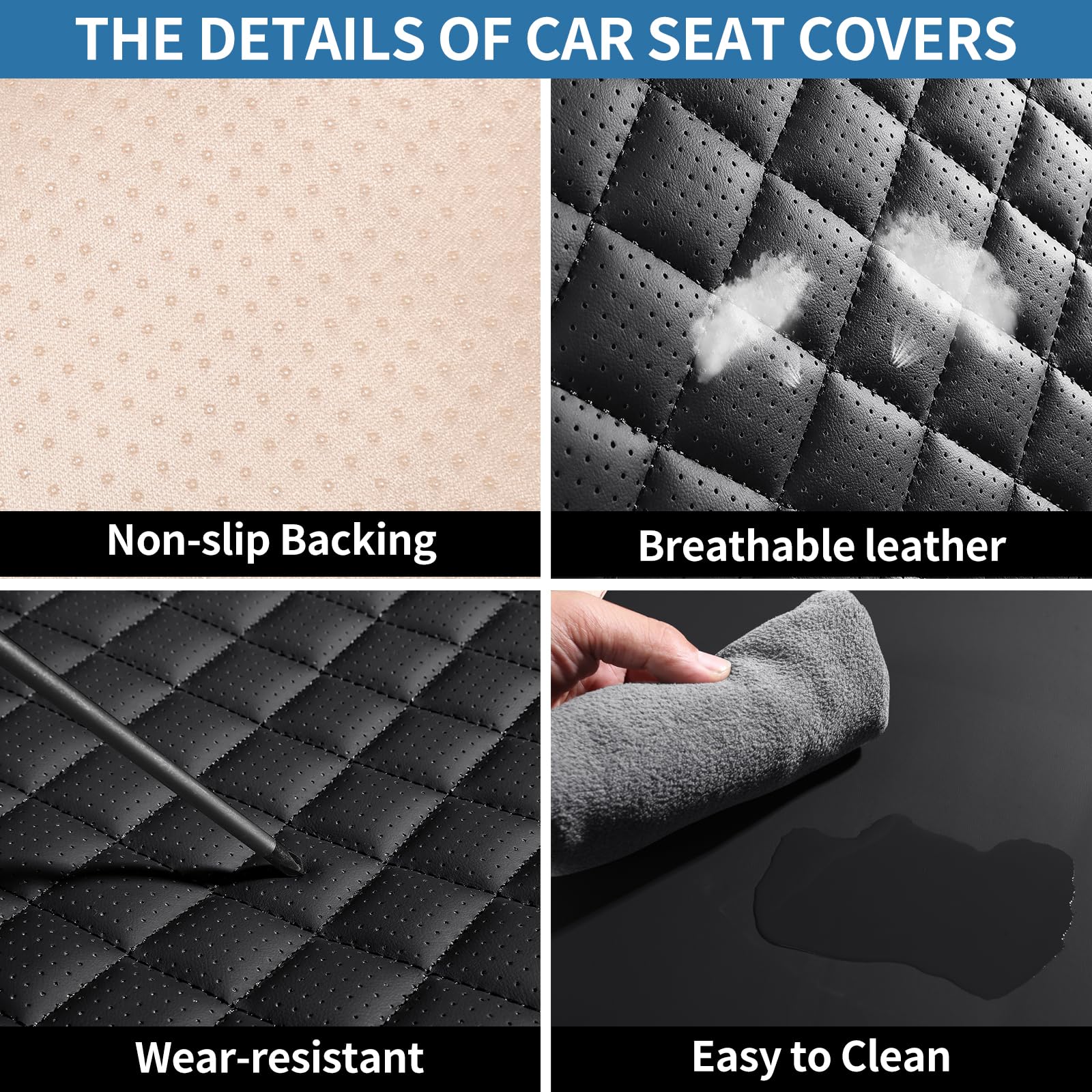 Universal Waterproof Breathable Car Seat Covers Full Set - Premium Automotive Seat Protectors for Most Cars, SUVs, Trucks & Vans (Black) | Perfect for Road Trips, Daily Commute & Pet Protection