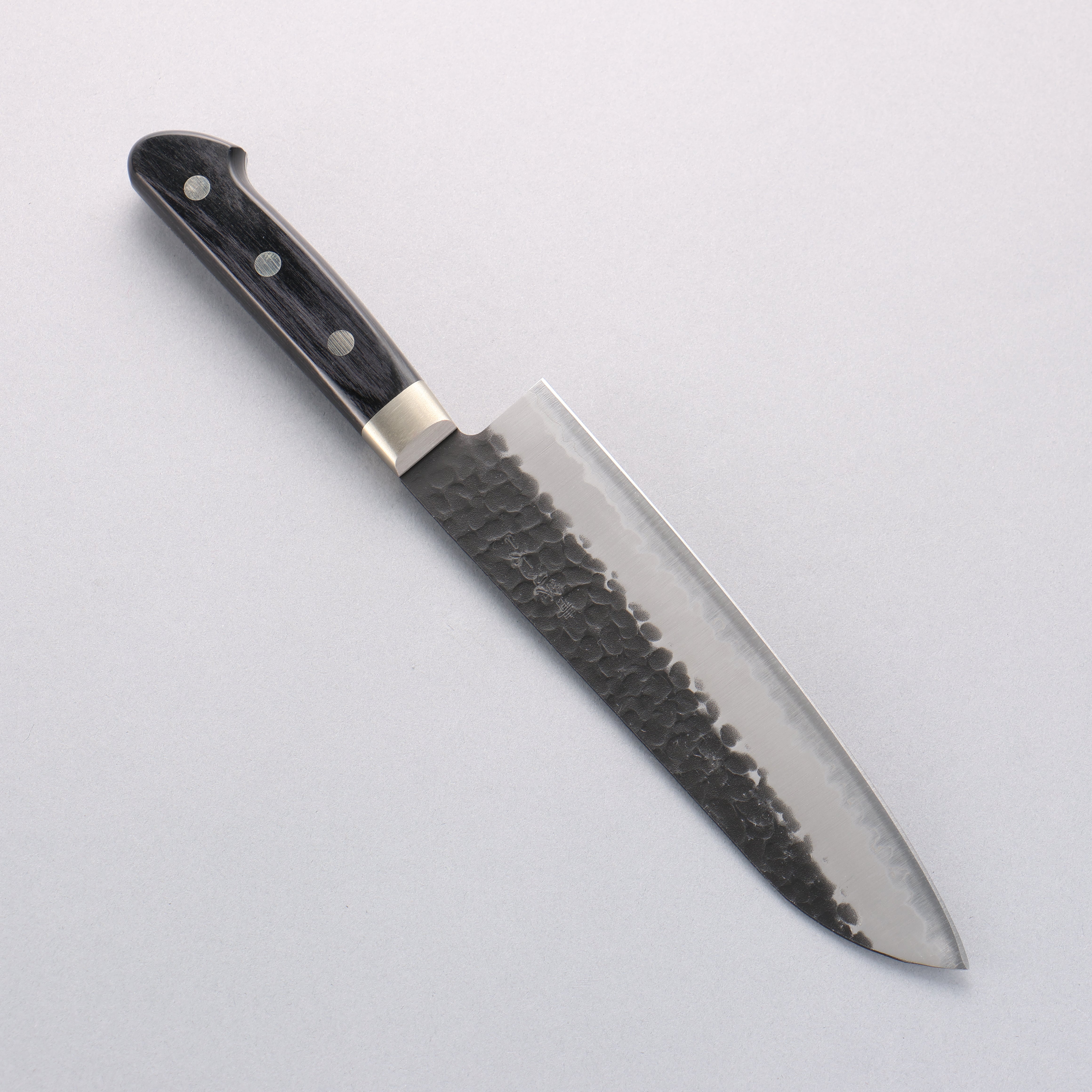 Premium Seisuke Blue Super Hammered Santoku Knife 180mm - Black Pakkawood Handle - Japanese Chef Knife for Slicing, Dicing, and Mincing - Perfect for Home Cooks and Professional Kitchens