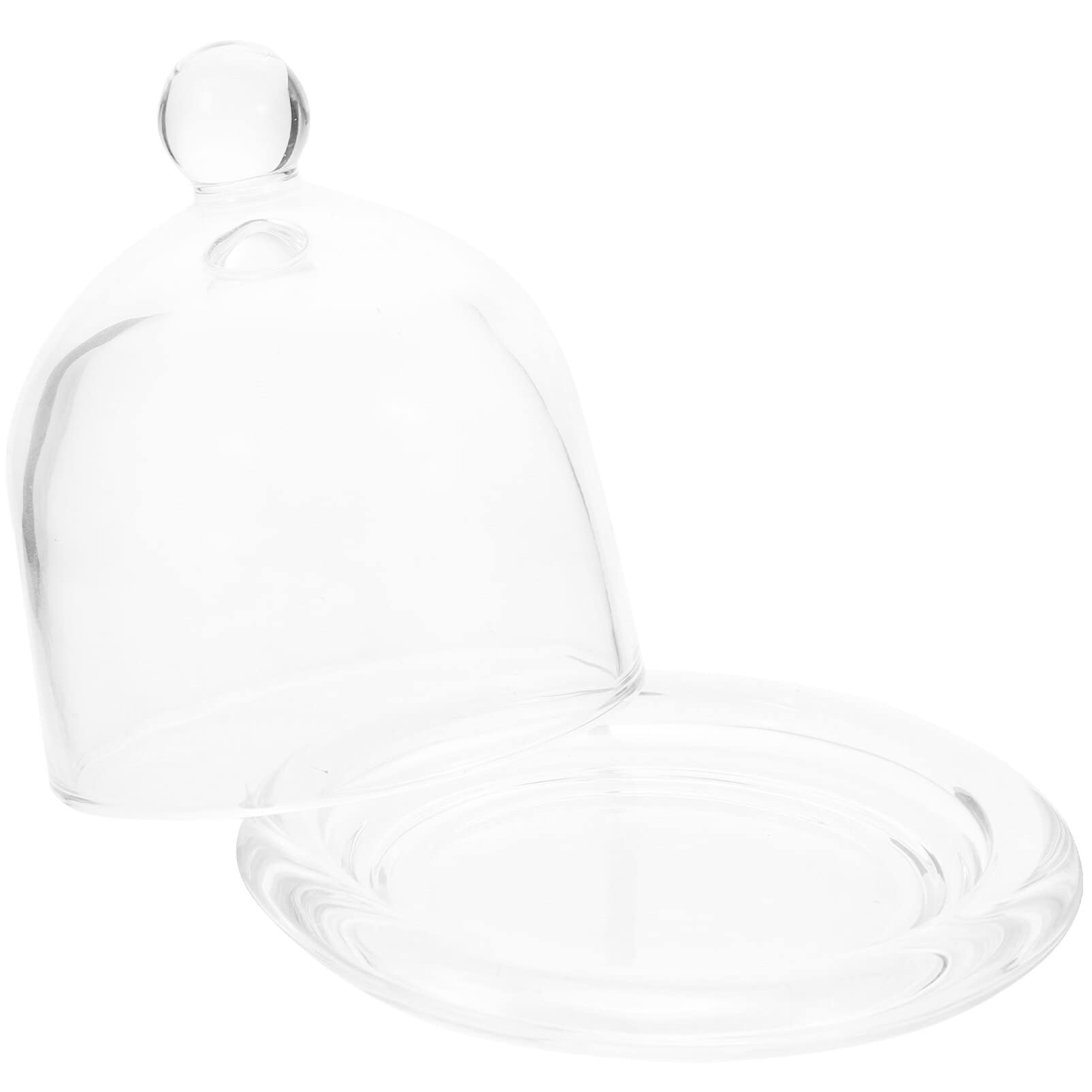 **Glass Dome Cake Stand with Knob Handle - Clear Cloche Dome Display Cover for Cupcakes, Desserts & Snacks - Perfect for Parties, Weddings & Bakery Displays**