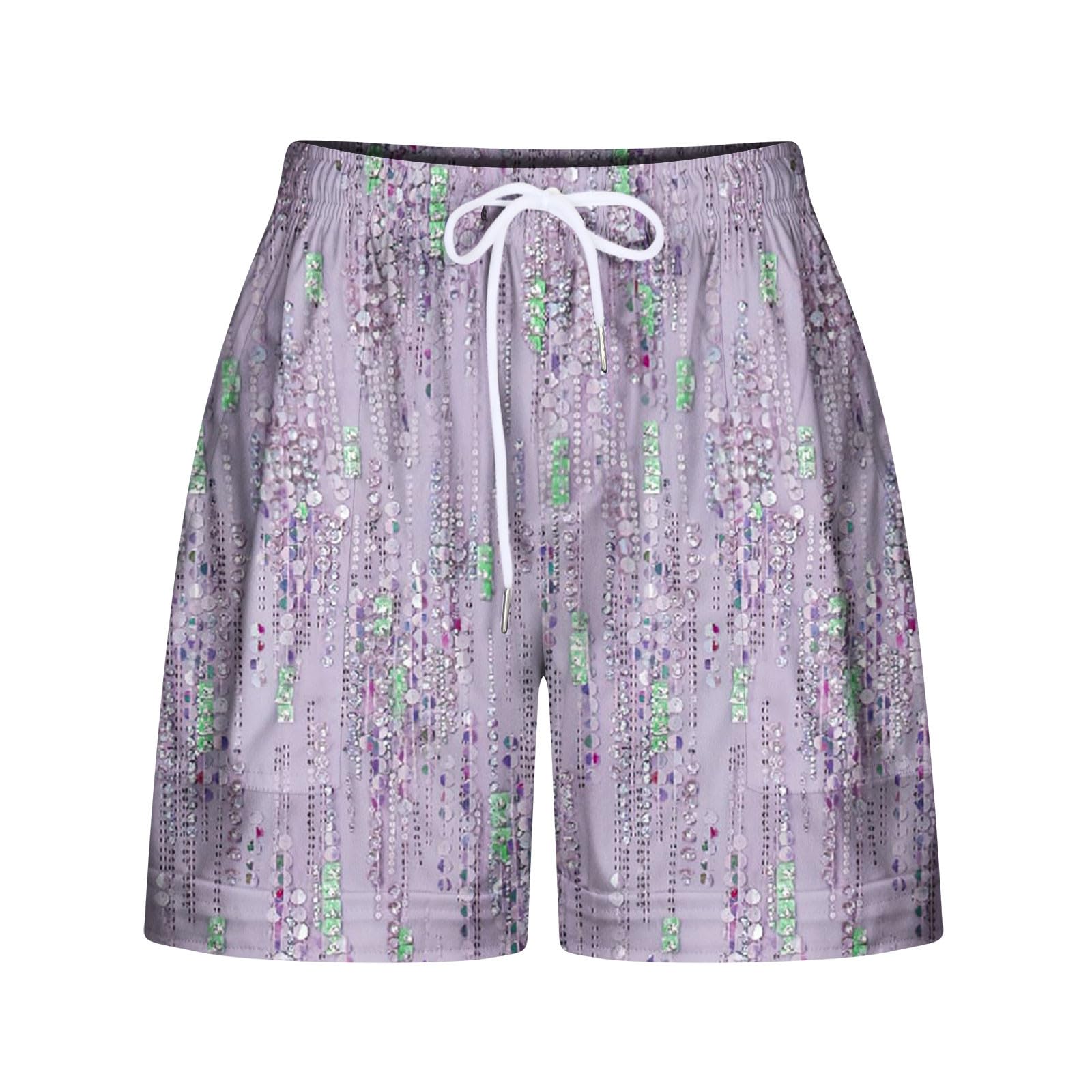 Women's Summer Shorts - Elastic Waist with Drawstring, Y2K Fashion Floral Print Sweat Shorts, Loose Fit Beach Shorts & Leggings - Perfect for Casual Wear, Gym, Yoga, and Vacation Outfits