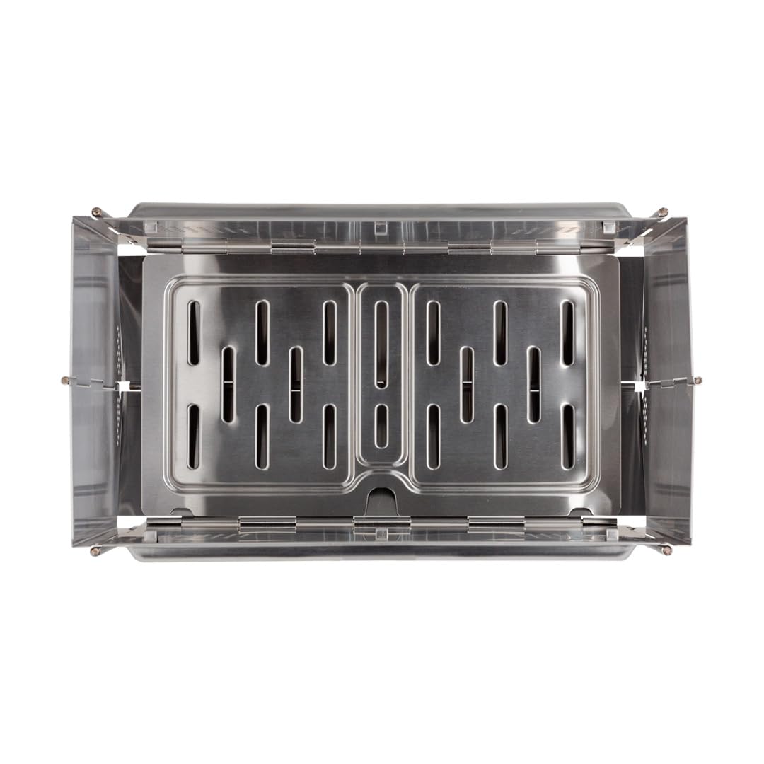 UCO Flatpack Smokeless Fire Pit and Grill - Portable Stainless Steel Wood Burning Fire Pit for Camping, Backyard, Beach & Picnics - Includes Nylon Carry Bag - Perfect for Outdoor Cooking, S'mores & Bonfires